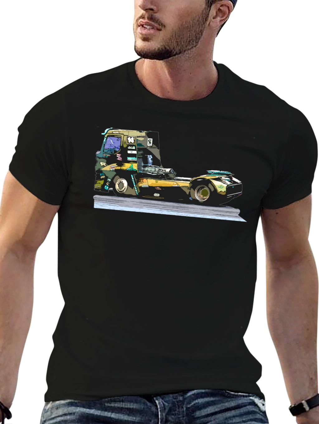Truck Race T-Shirt - Black Graphic Tee