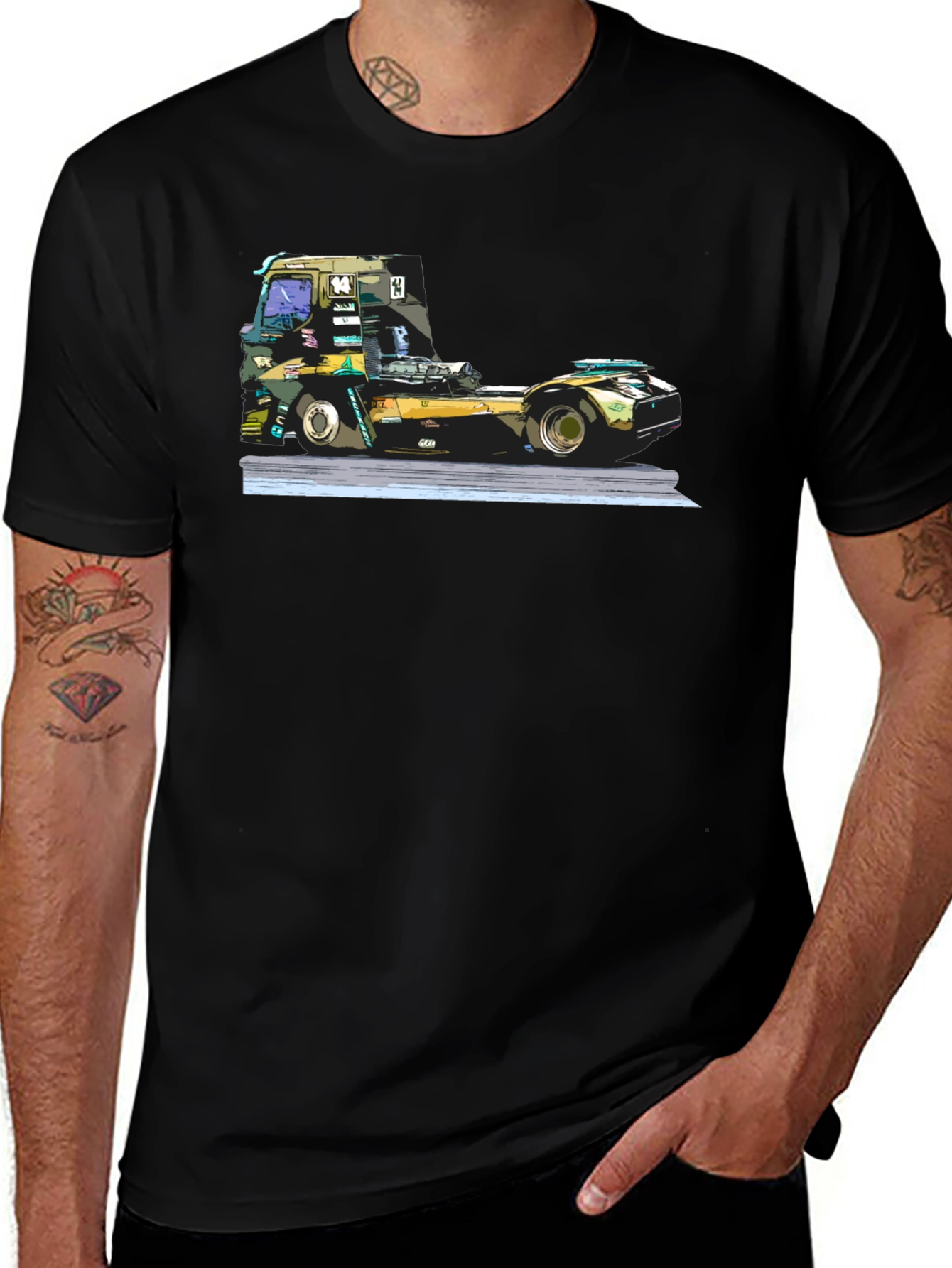 Truck Race T-Shirt - Black Graphic Tee