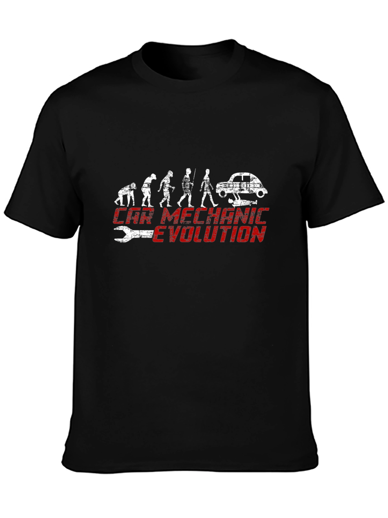 Car Mechanic Evolution Black Graphic Tee