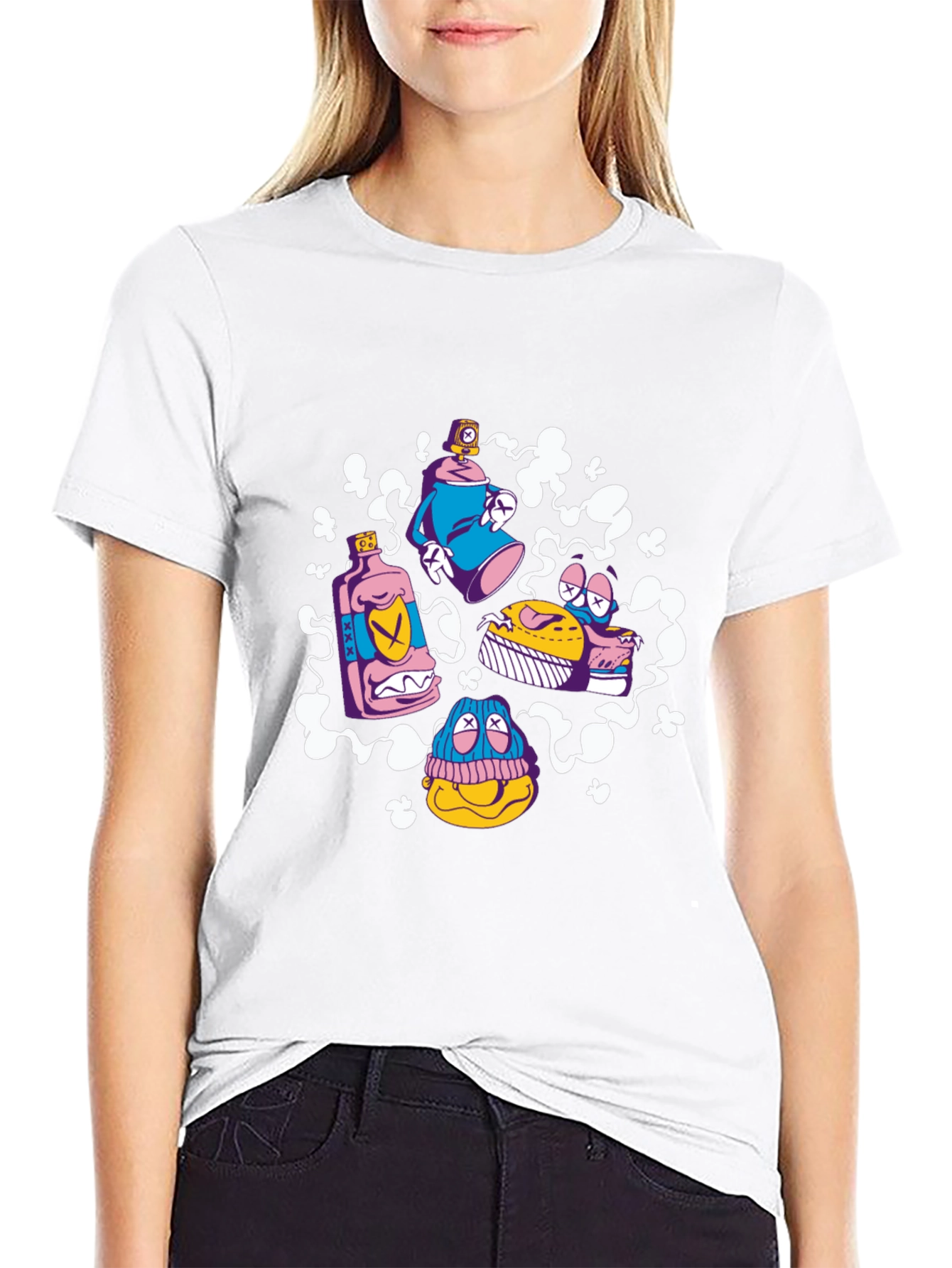 Cartoon Graffiti Black T-Shirt