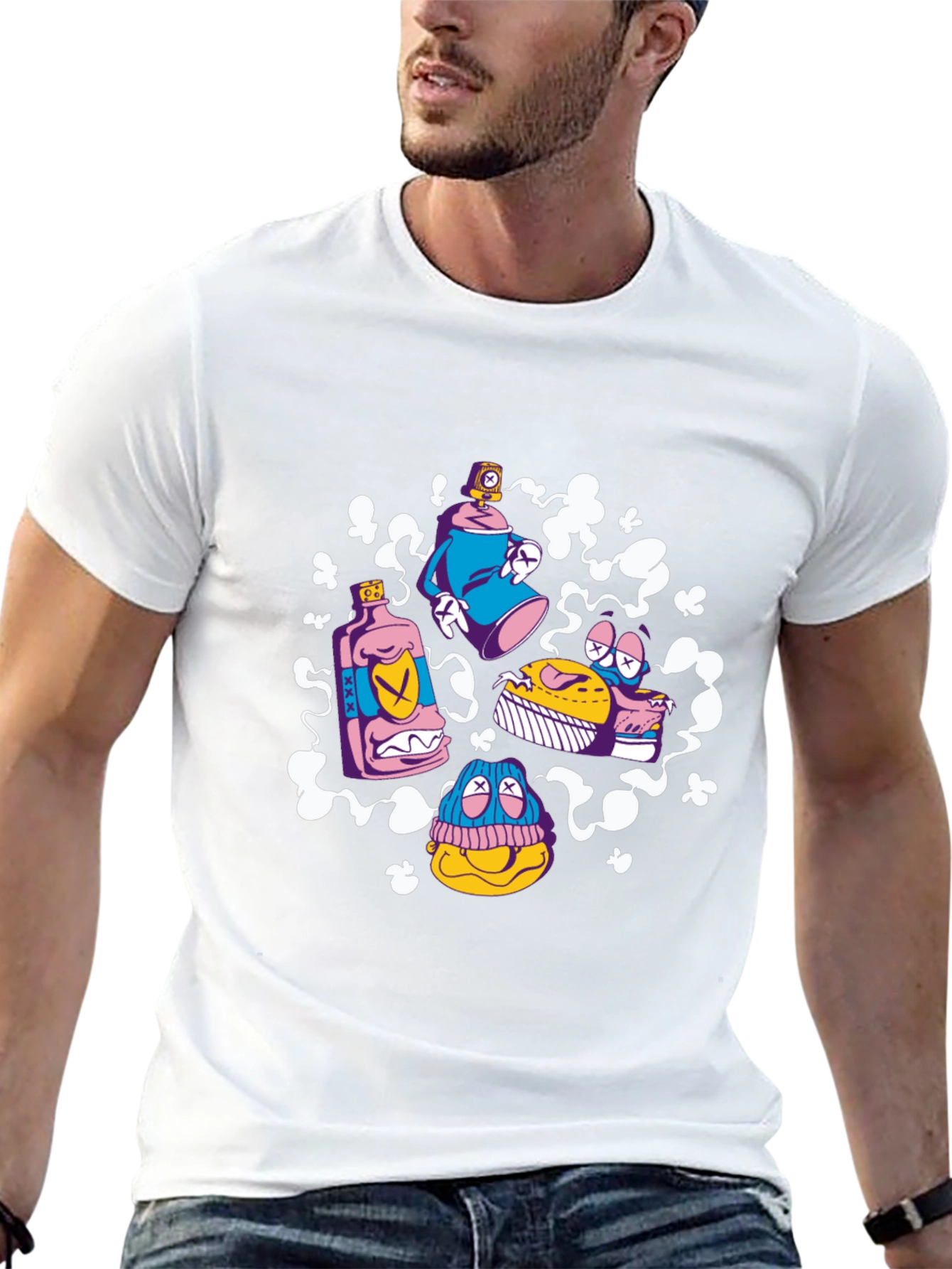 Cartoon Graffiti Black T-Shirt