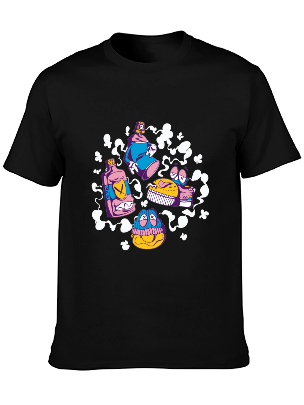 Cartoon Graffiti Black T-Shirt