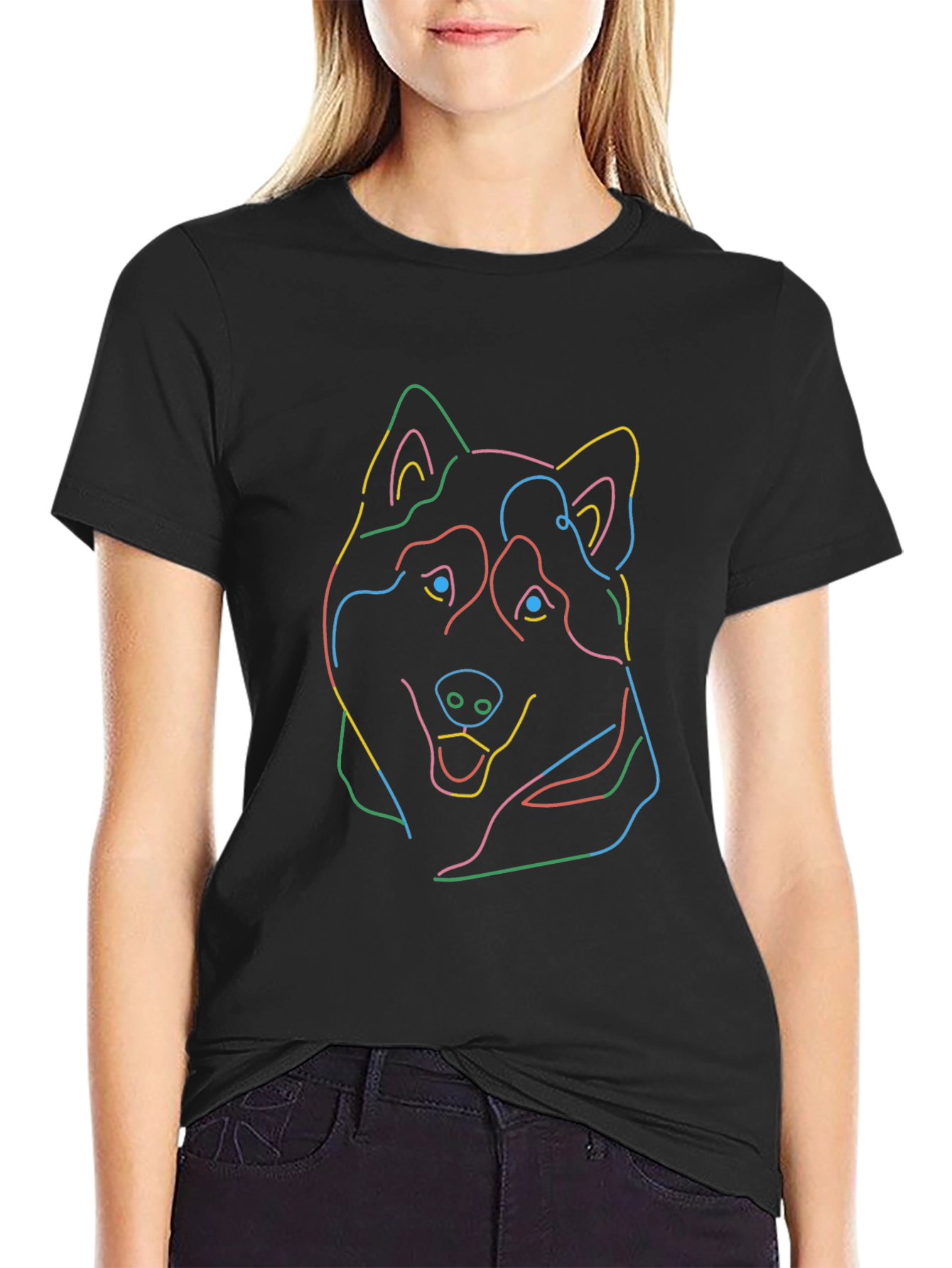 Abstract Dog Outline Black Tee