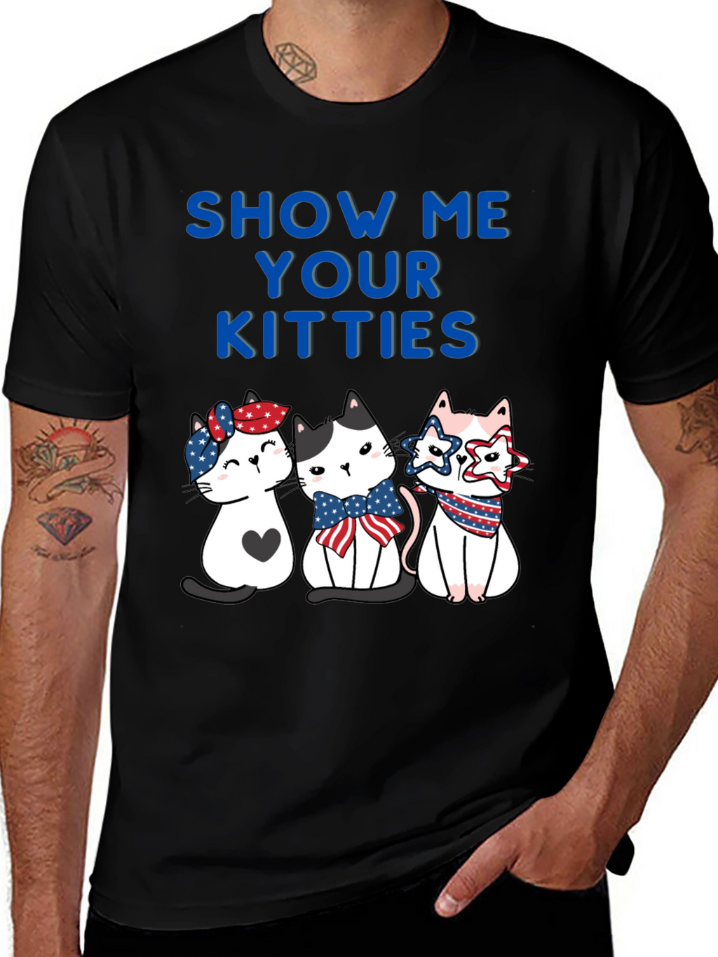 Show Me Your Kitties Patriotic T-Shirt