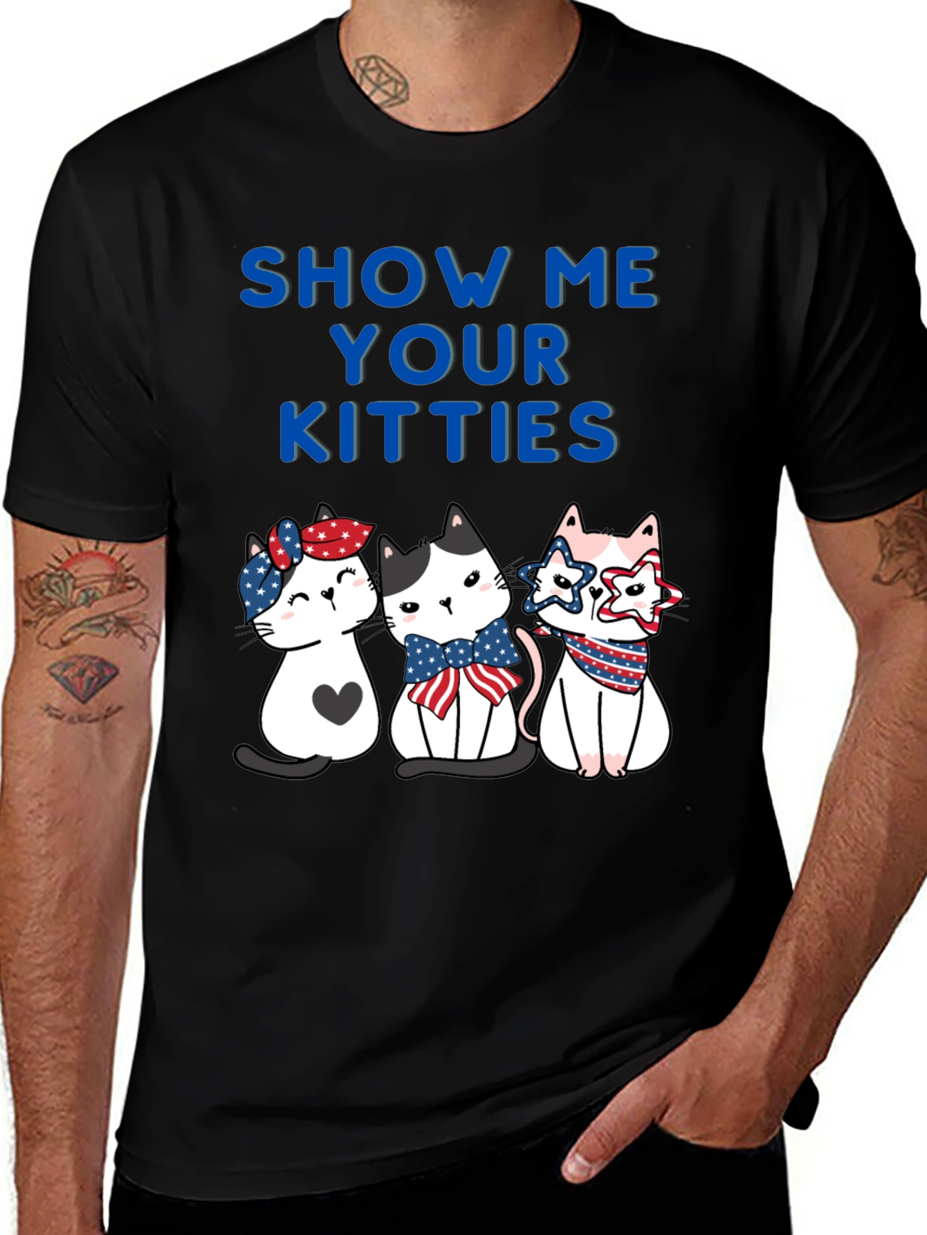 Show Me Your Kitties Patriotic T-Shirt