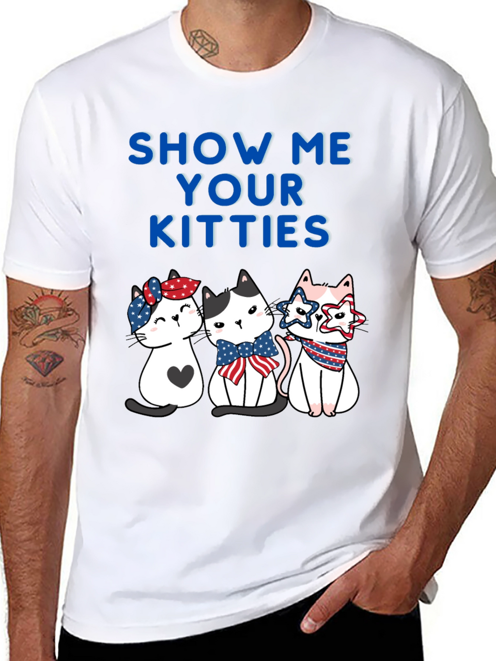 Show Me Your Kitties Patriotic T-Shirt