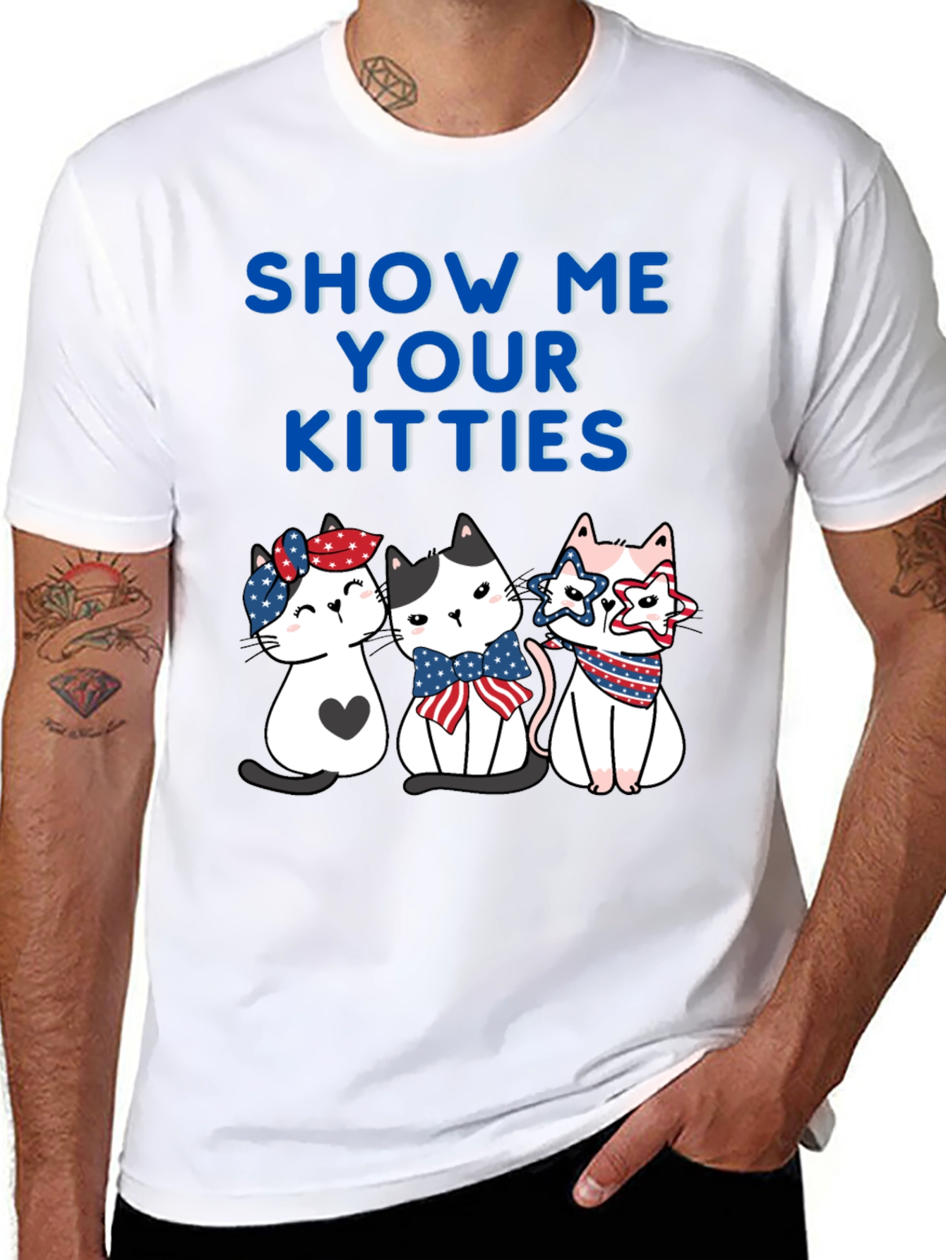 Show Me Your Kitties Patriotic T-Shirt
