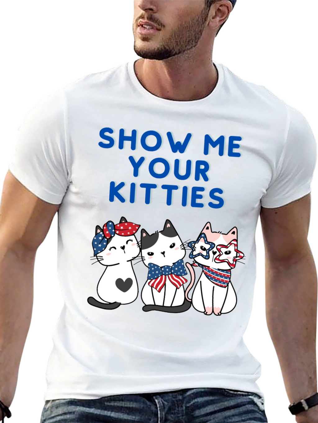 Show Me Your Kitties Patriotic T-Shirt