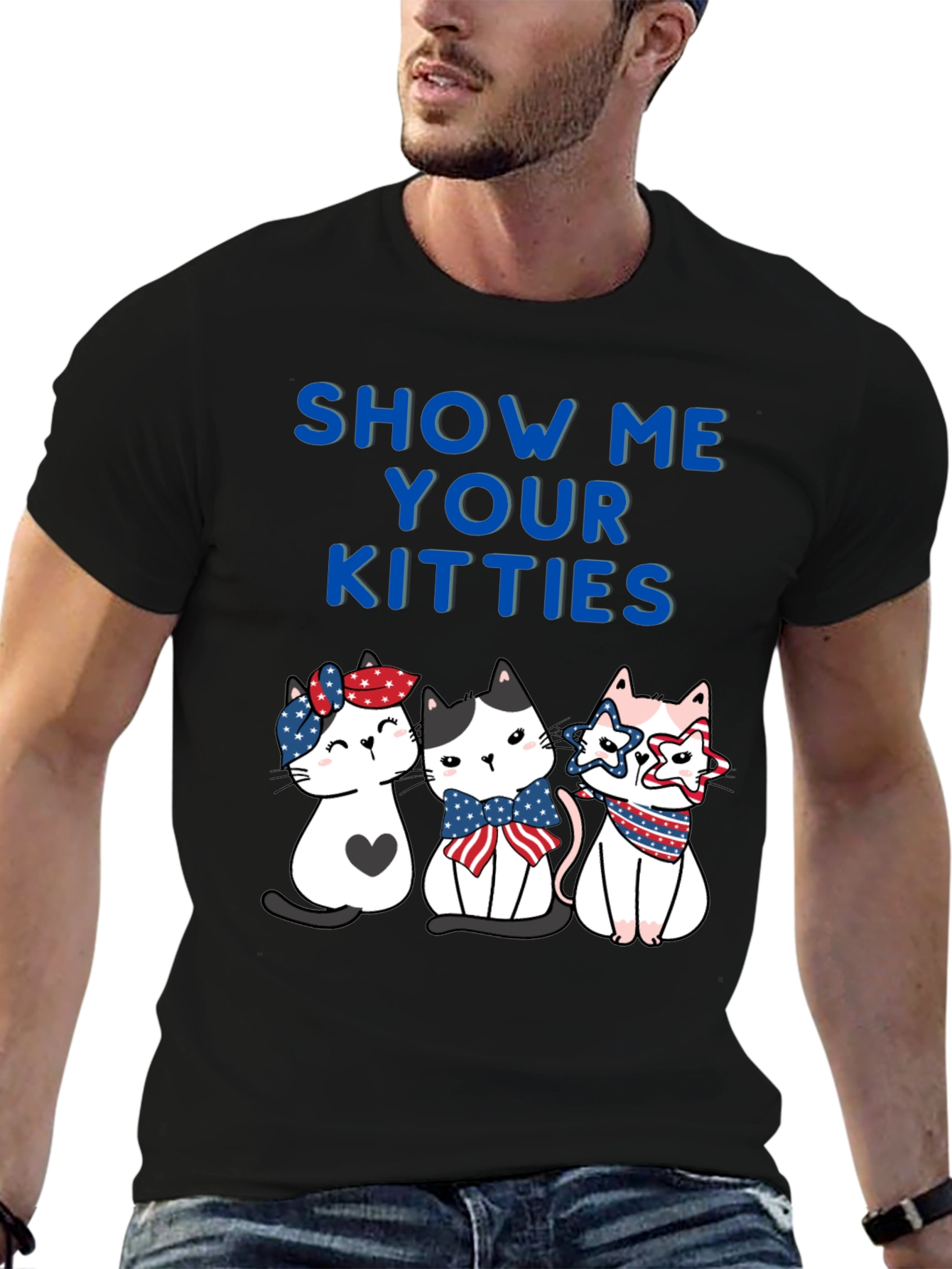 Show Me Your Kitties Patriotic T-Shirt