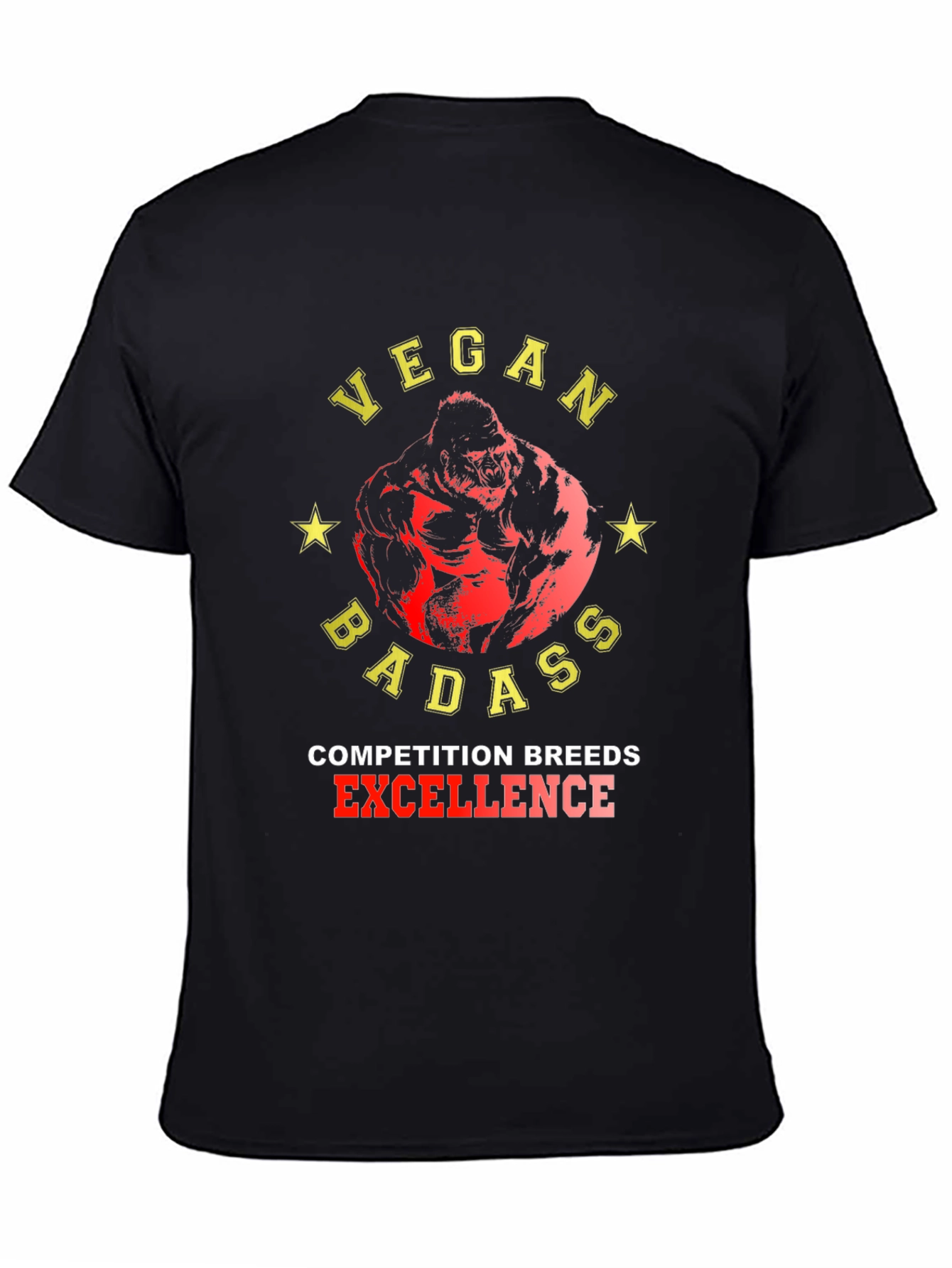 Vegan Badass Gorilla Graphic T-Shirt - Competition Breeds Excellence