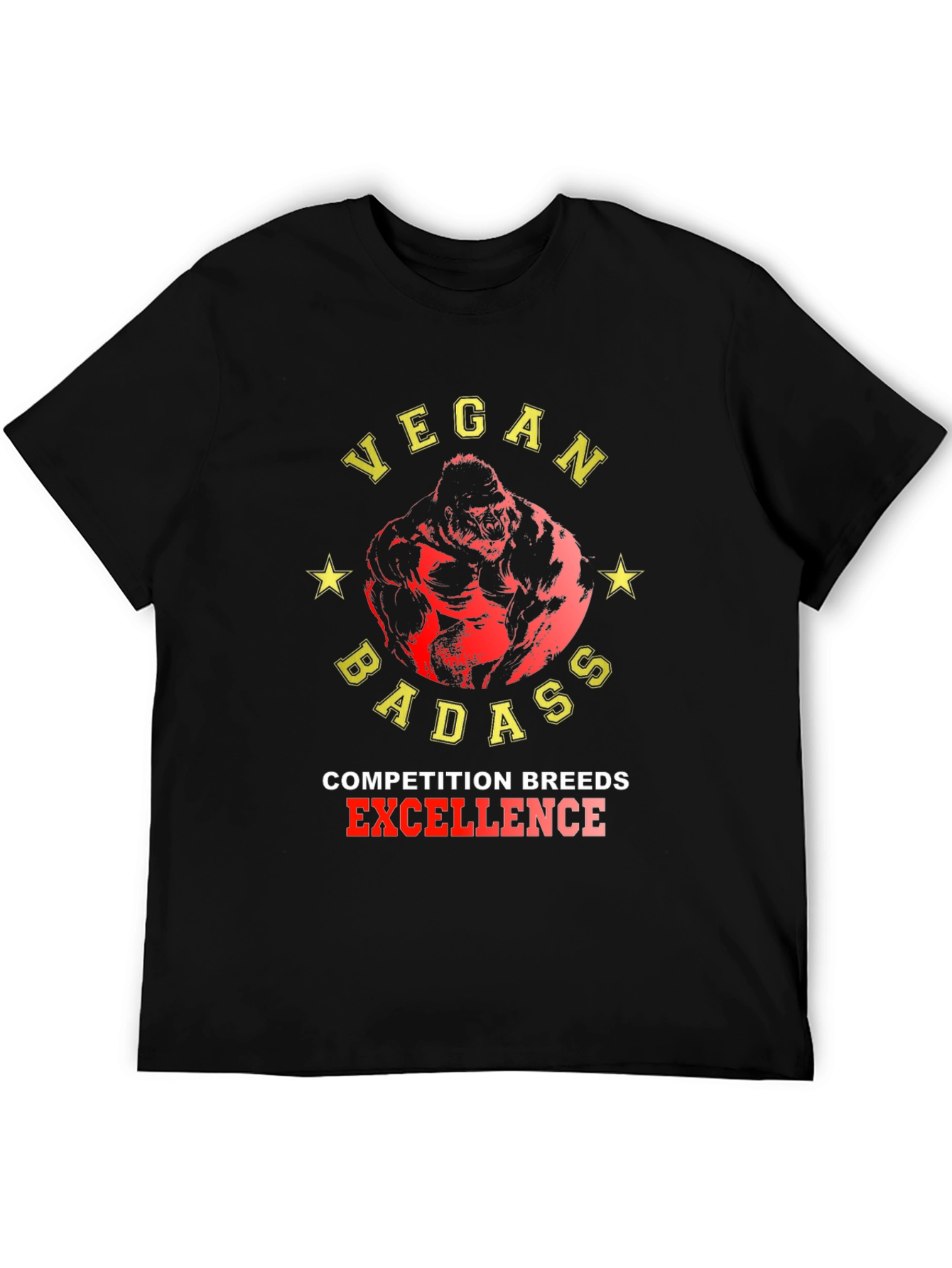 Vegan Badass Gorilla Graphic T-Shirt - Competition Breeds Excellence
