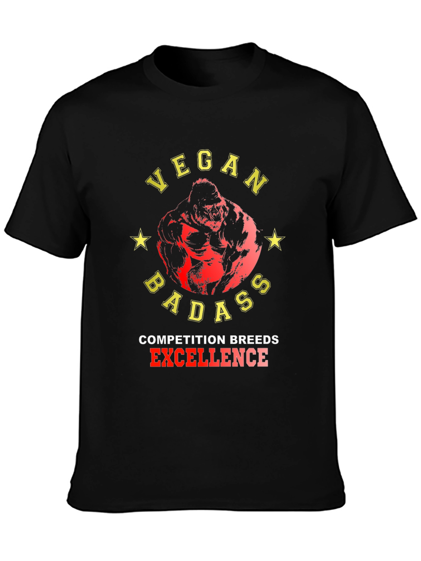 Vegan Badass Gorilla Graphic T-Shirt - Competition Breeds Excellence