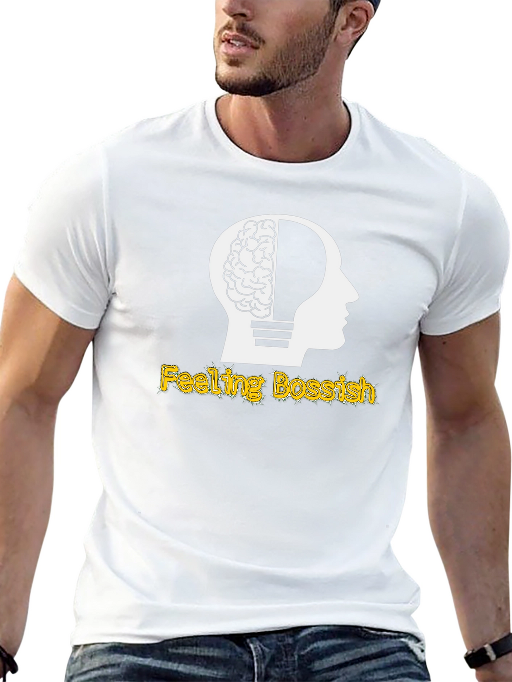 Feeling Bossish Brain Lightbulb Black T-Shirt