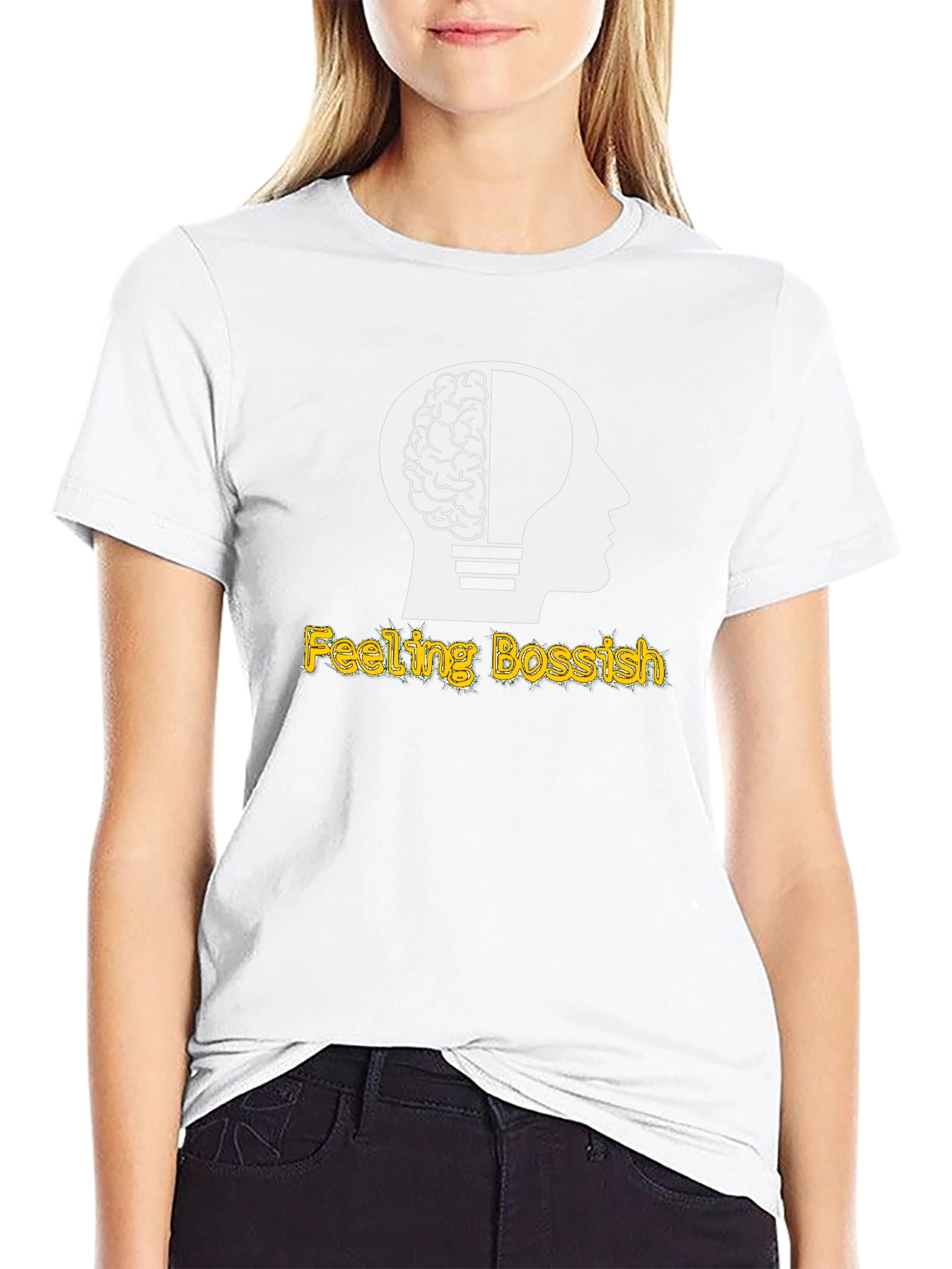 Feeling Bossish Brain Lightbulb Black T-Shirt