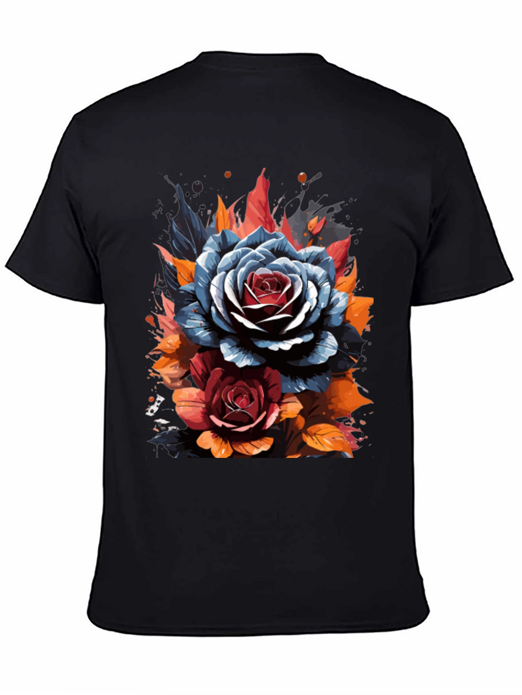 Floral Rose Graphic Black T-Shirt