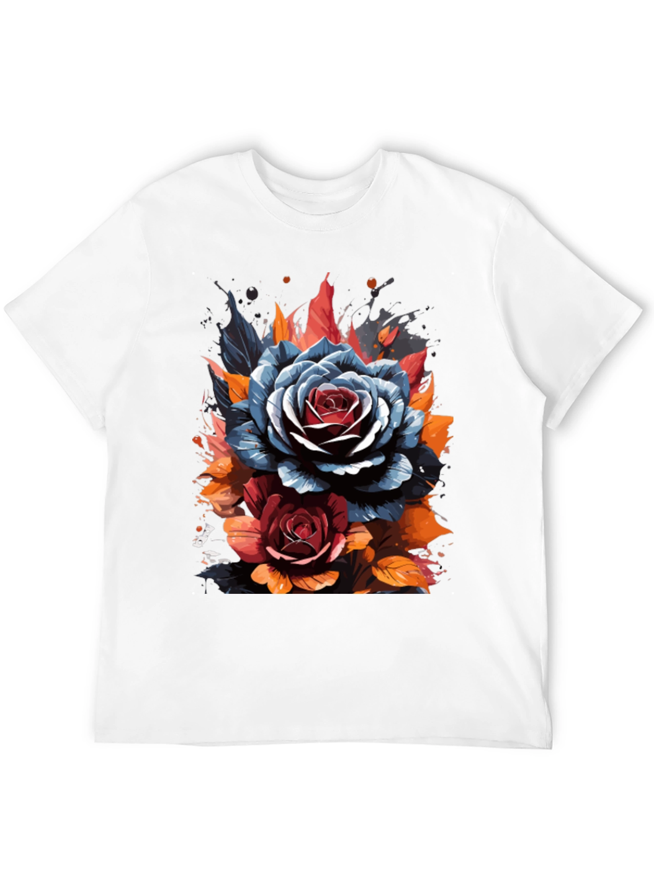 Floral Rose Graphic Black T-Shirt
