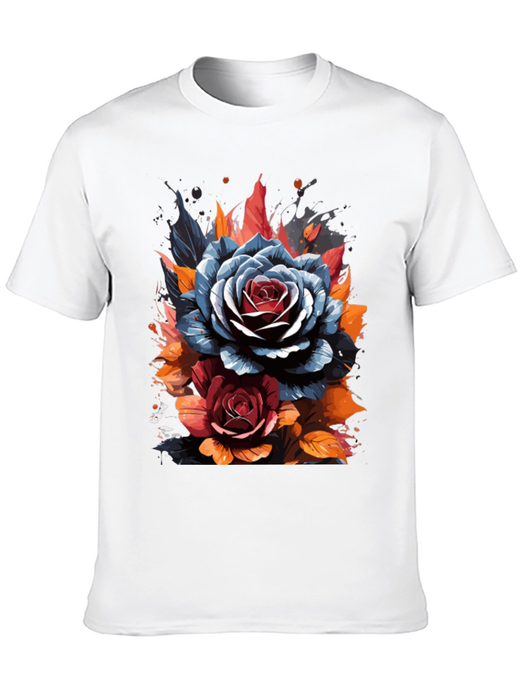 Floral Rose Graphic Black T-Shirt