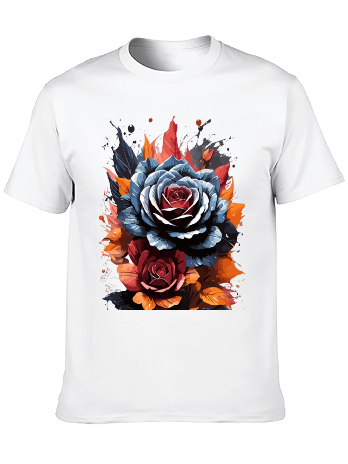 Floral Rose Graphic Black T-Shirt