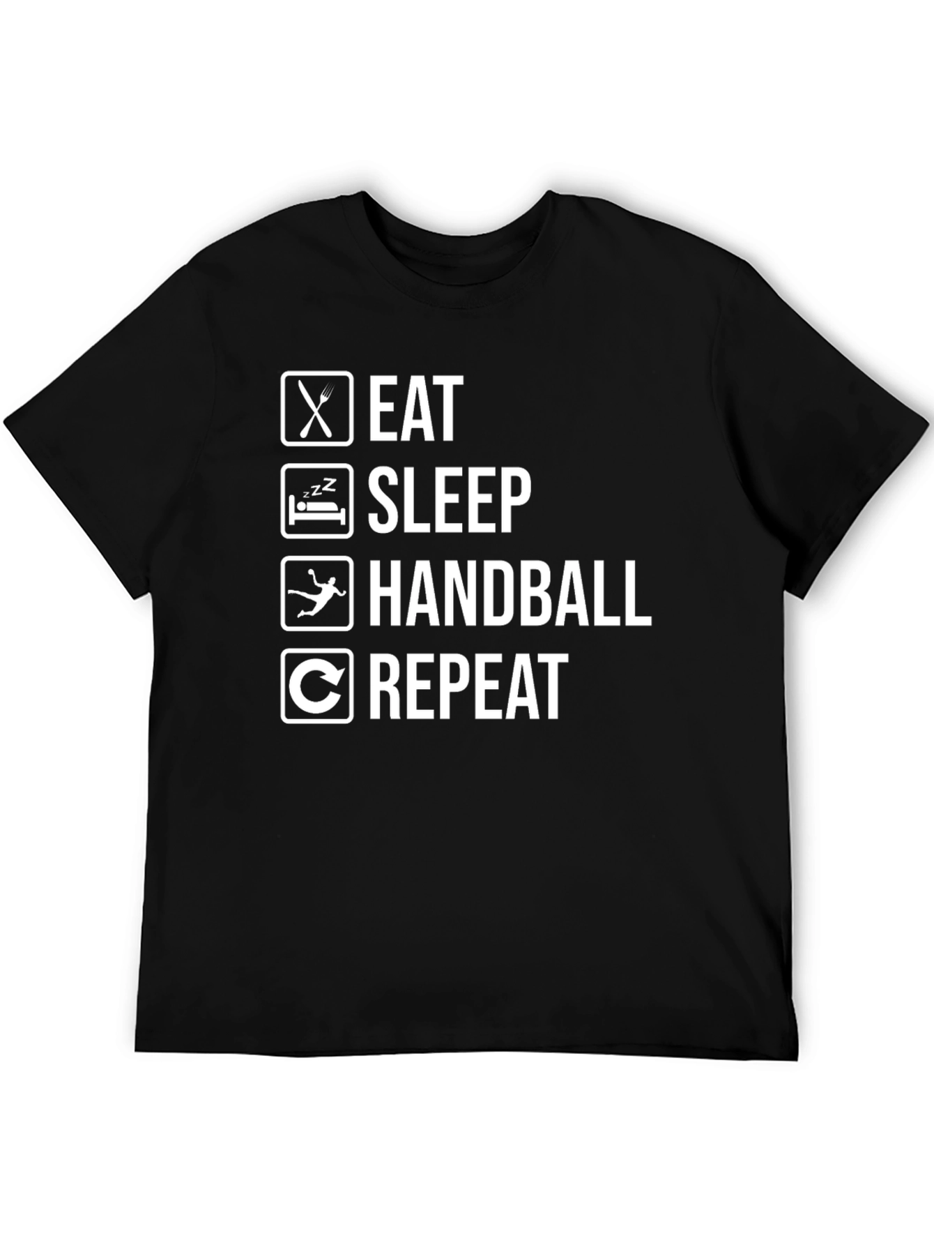 Eat Sleep Handball Repeat T-Shirt - Black