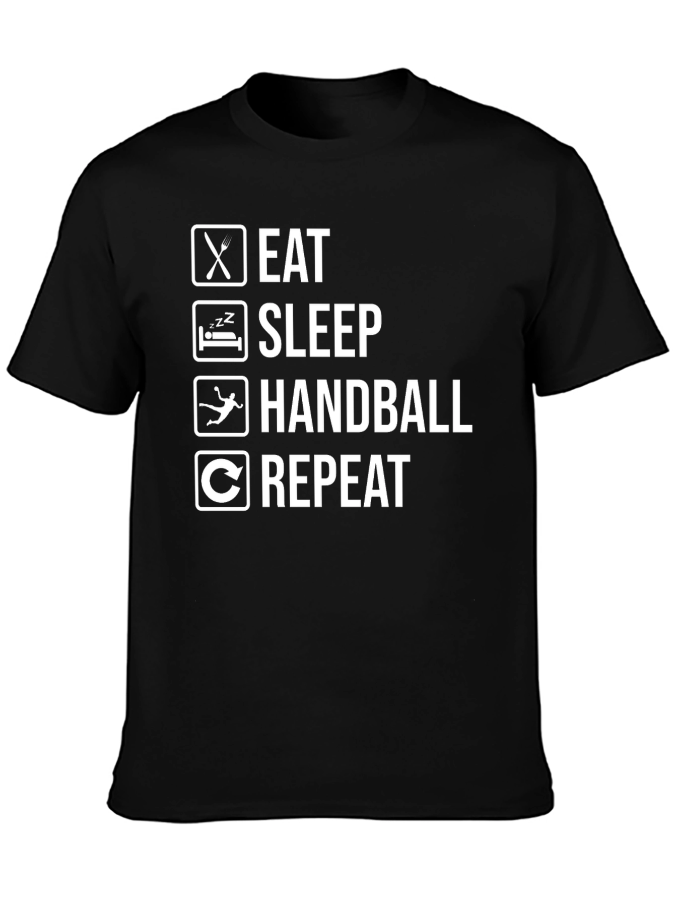 Eat Sleep Handball Repeat T-Shirt - Black
