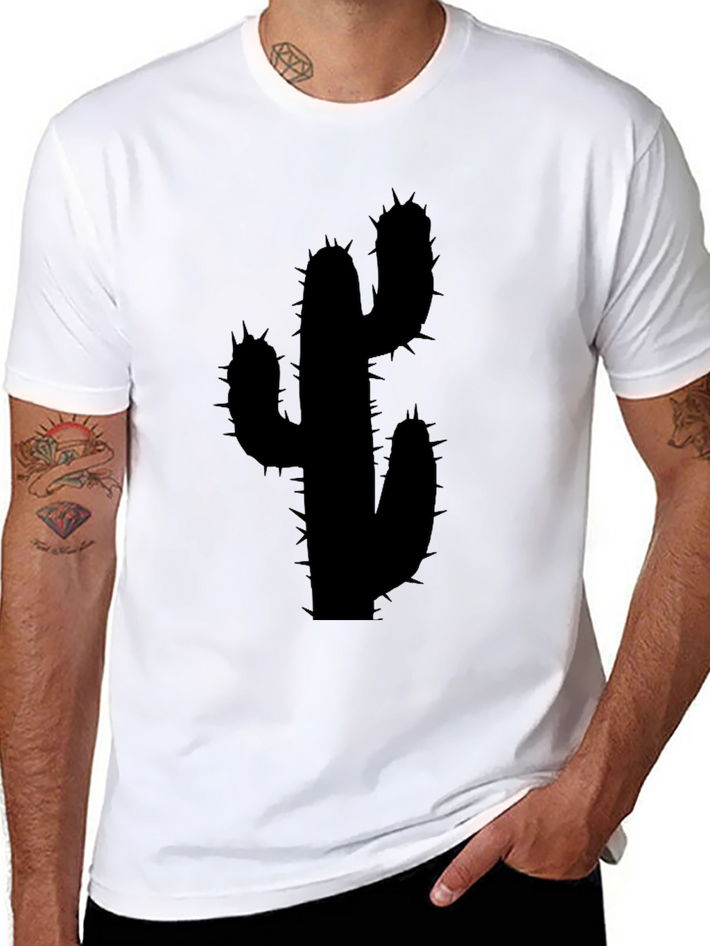 Cactus Silhouette Black Graphic Tee - Modern Unisex Style