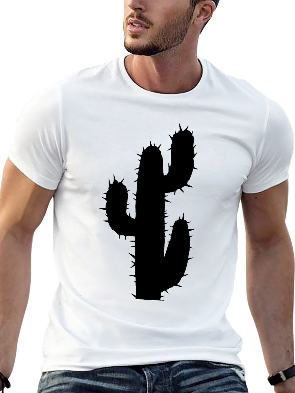 Cactus Silhouette Black Graphic Tee - Modern Unisex Style