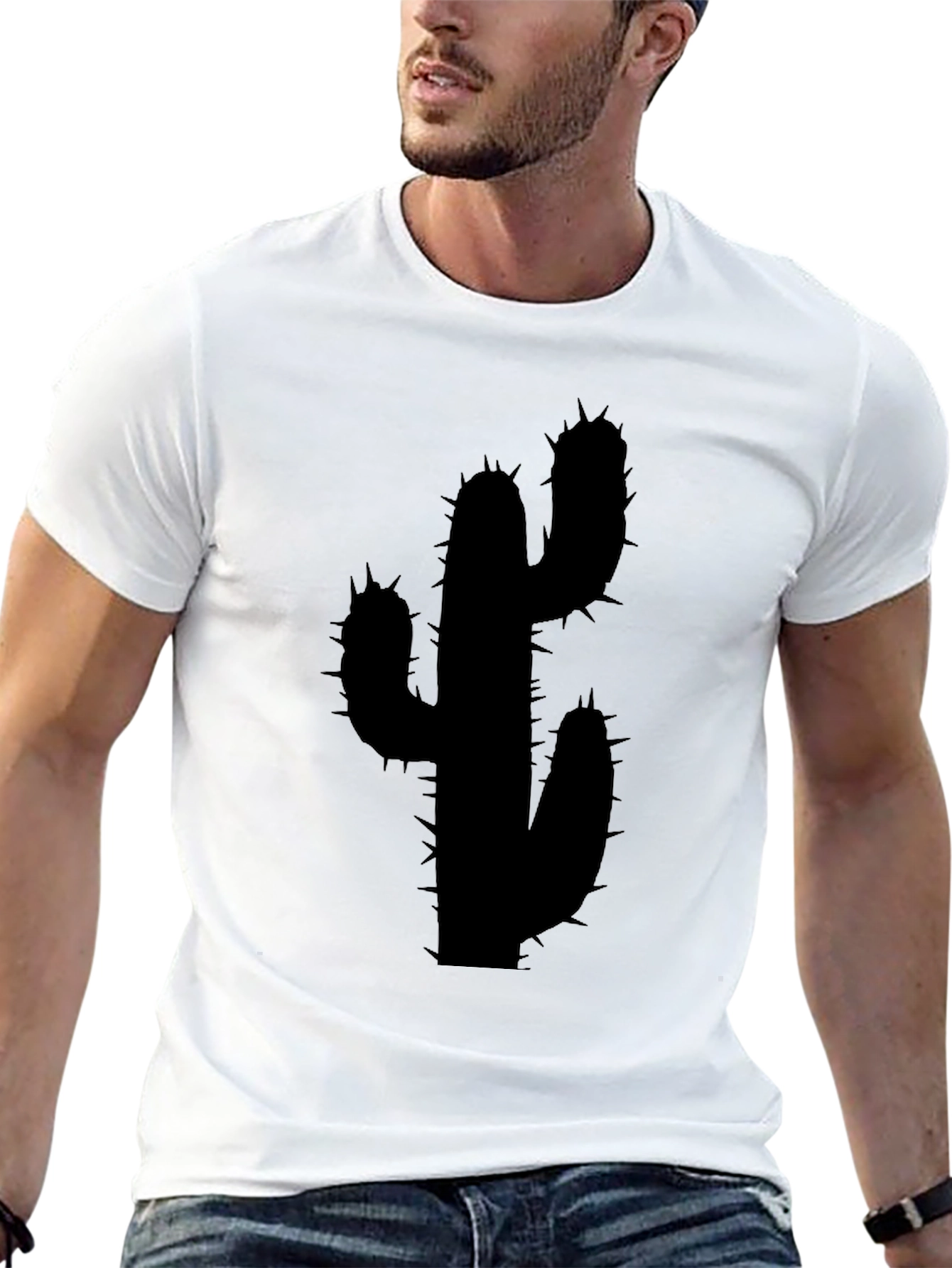 Cactus Silhouette Black Graphic Tee - Modern Unisex Style