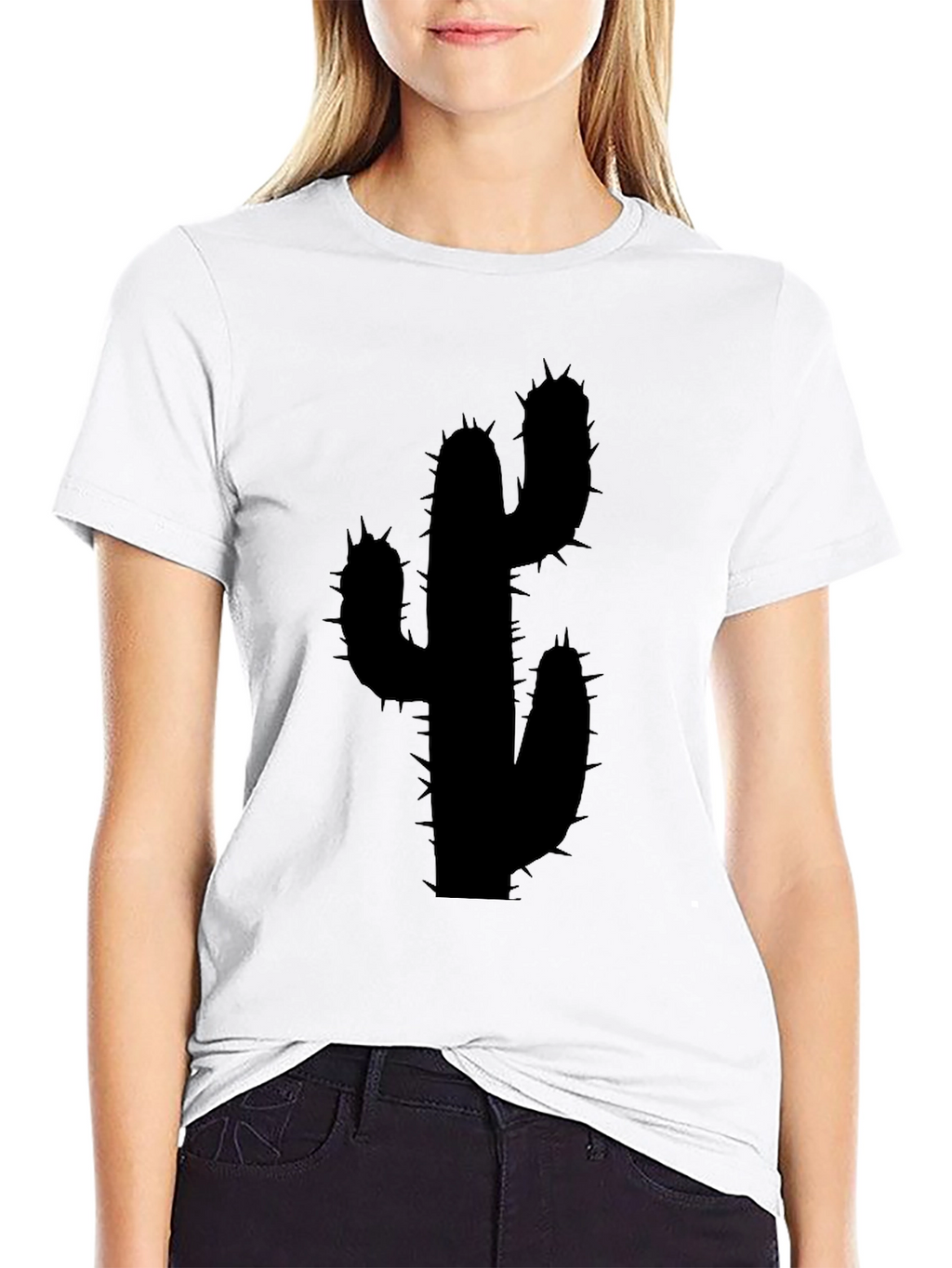 Cactus Silhouette Black Graphic Tee - Modern Unisex Style