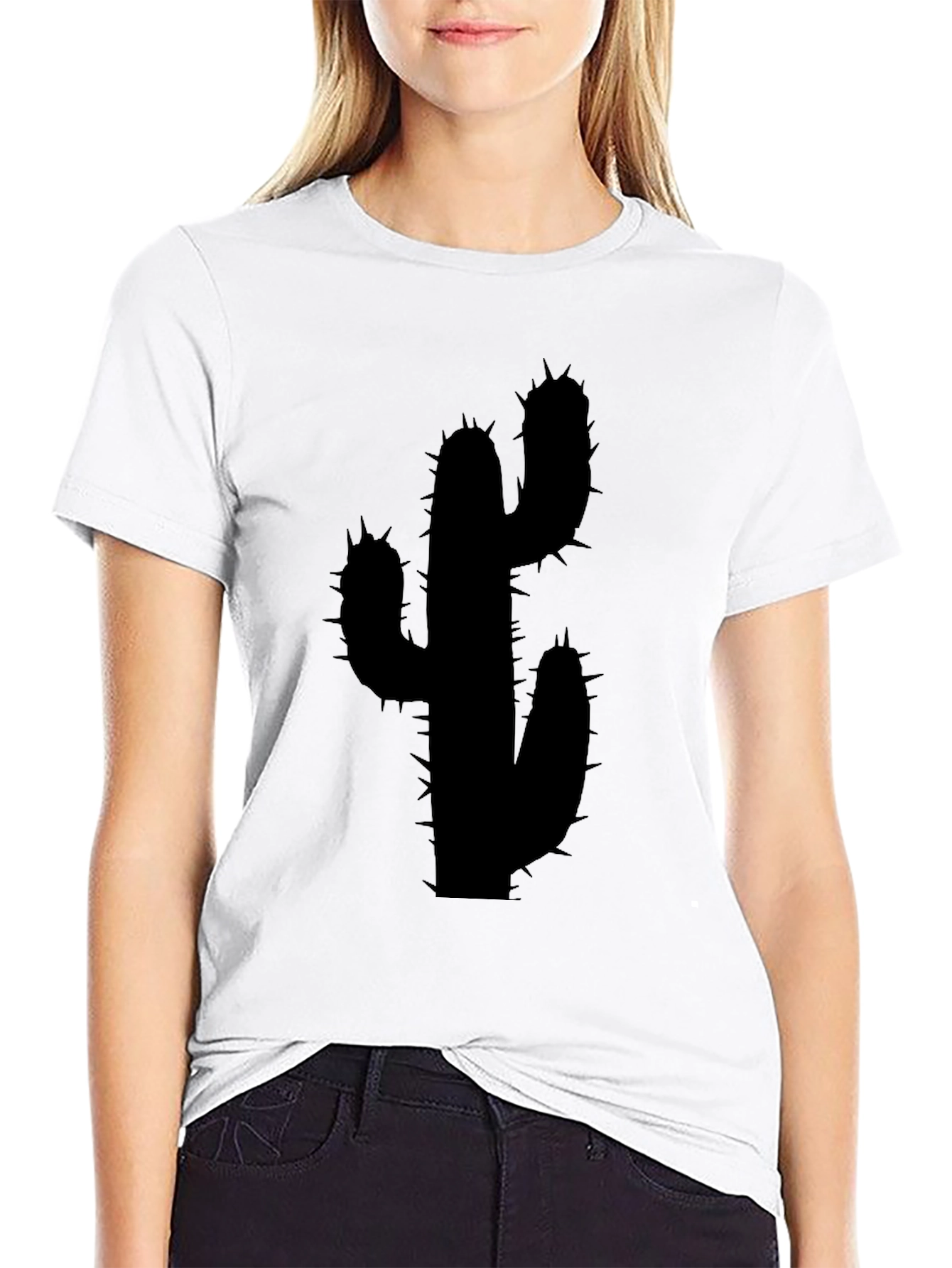 Cactus Silhouette Black Graphic Tee - Modern Unisex Style