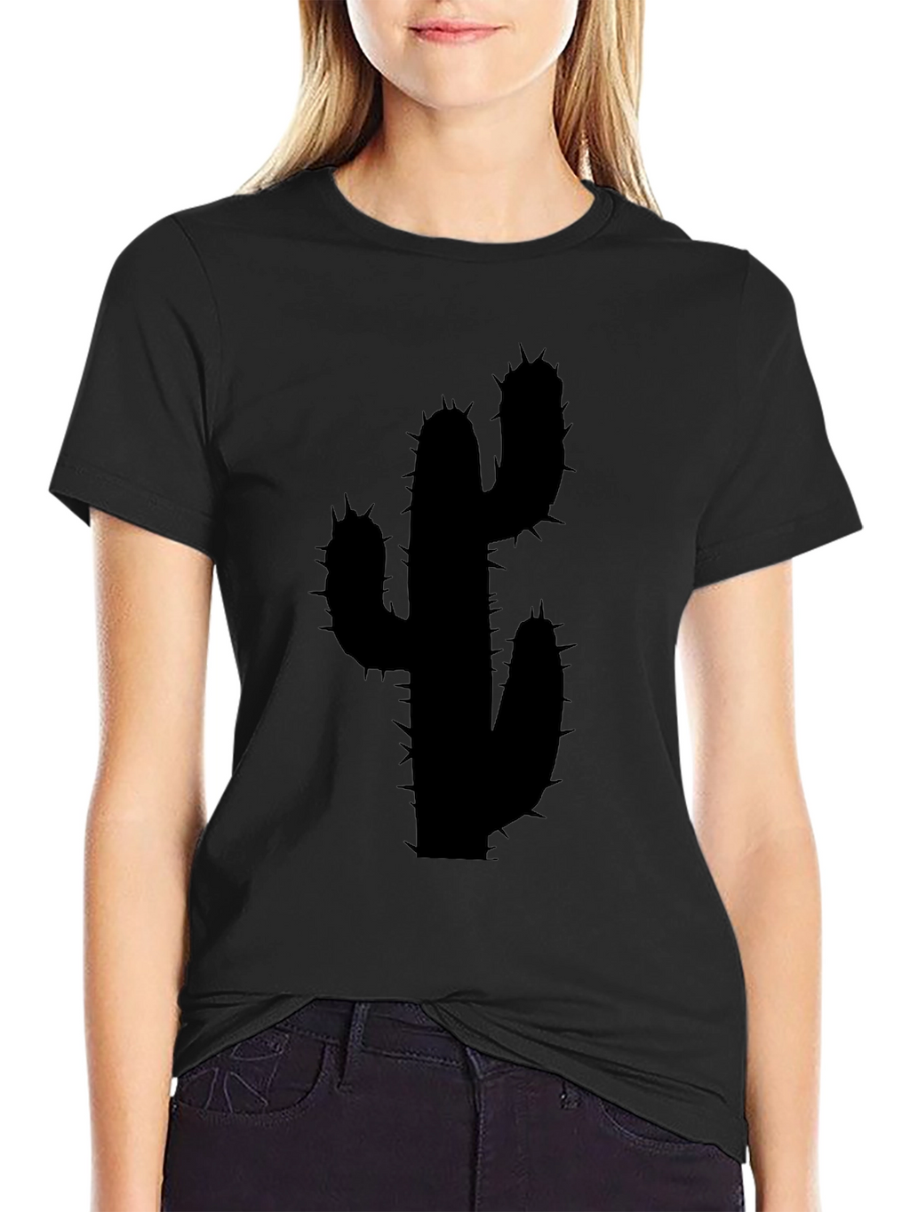 Cactus Silhouette Black Graphic Tee - Modern Unisex Style