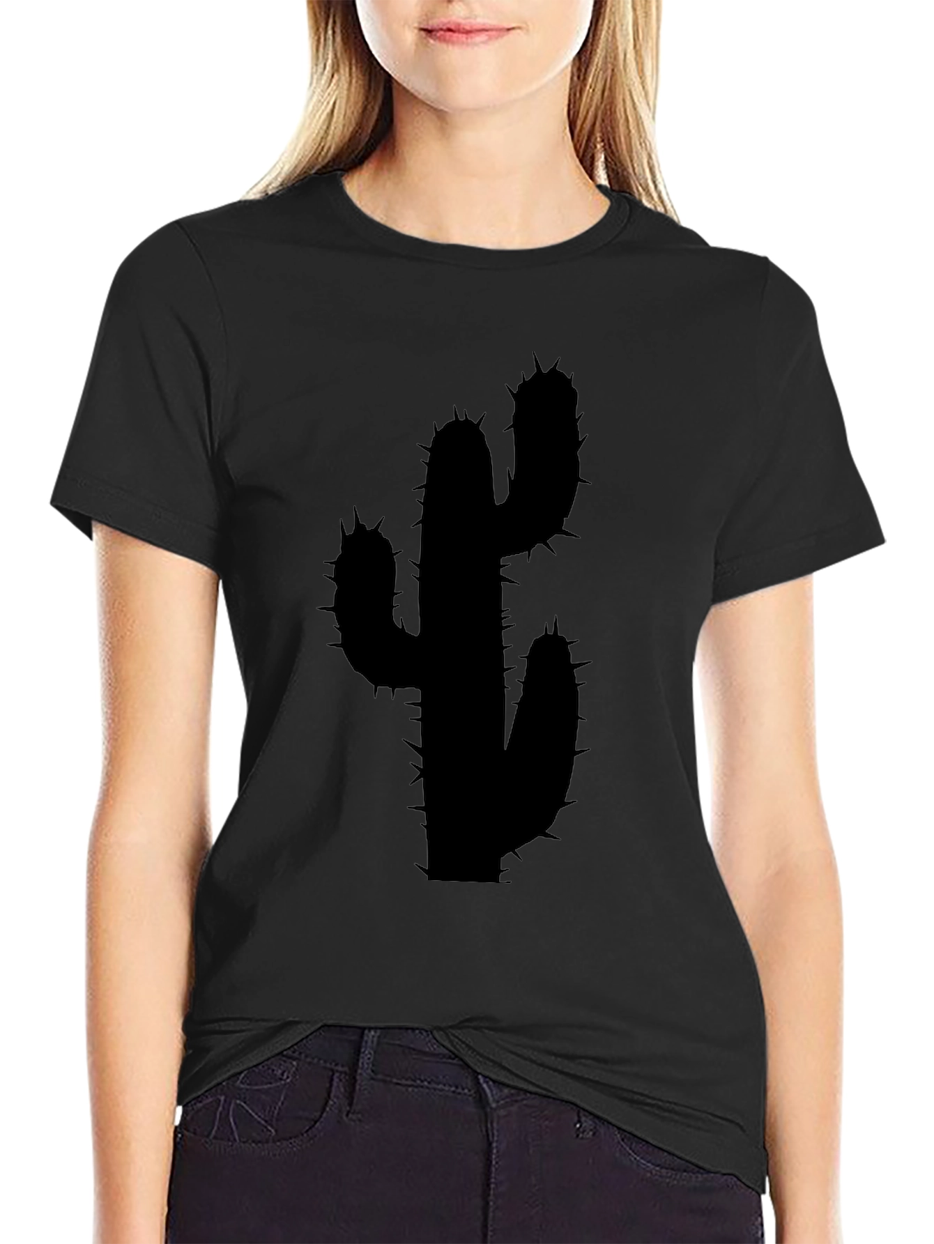 Cactus Silhouette Black Graphic Tee - Modern Unisex Style