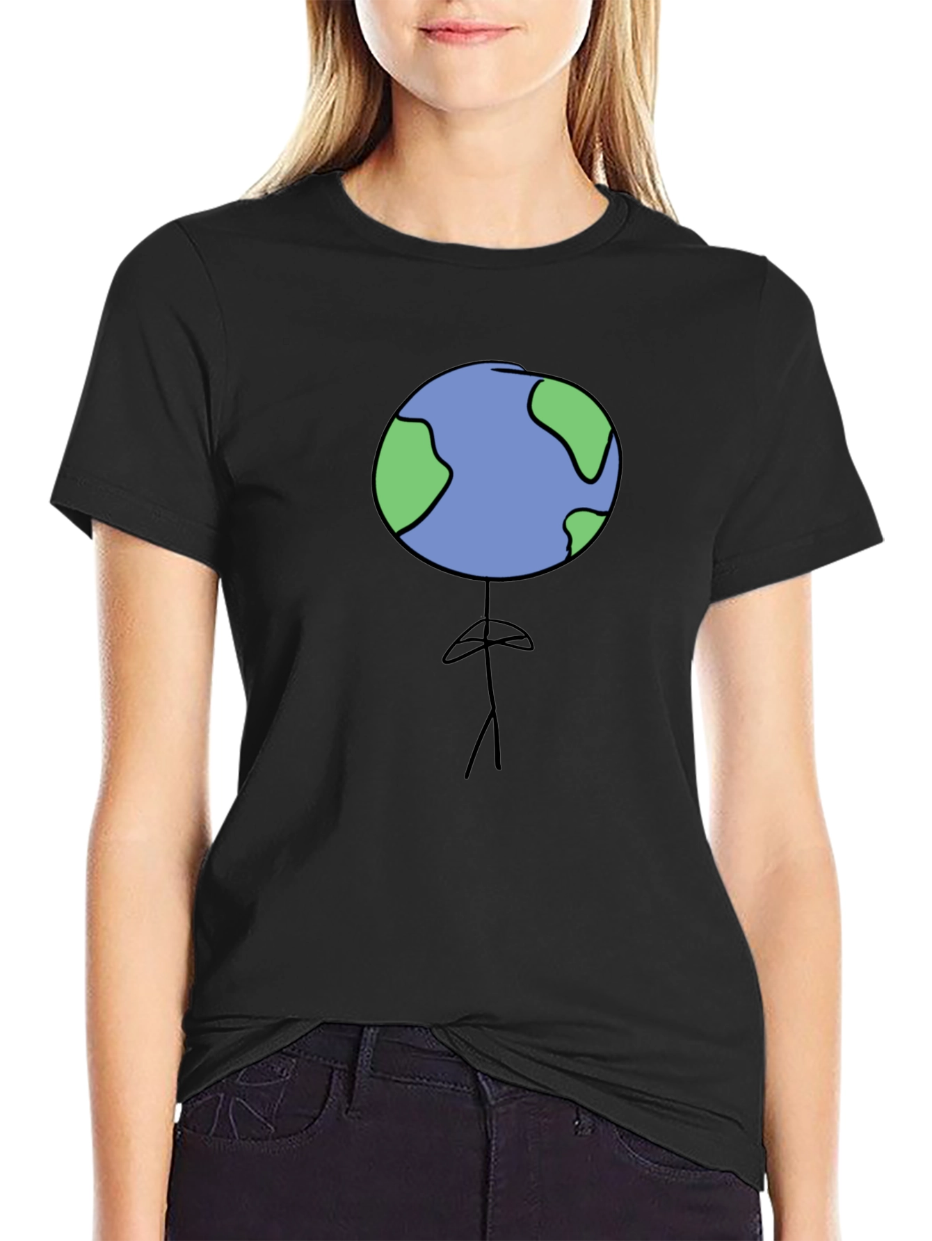 Earth Head Man Black T-Shirt