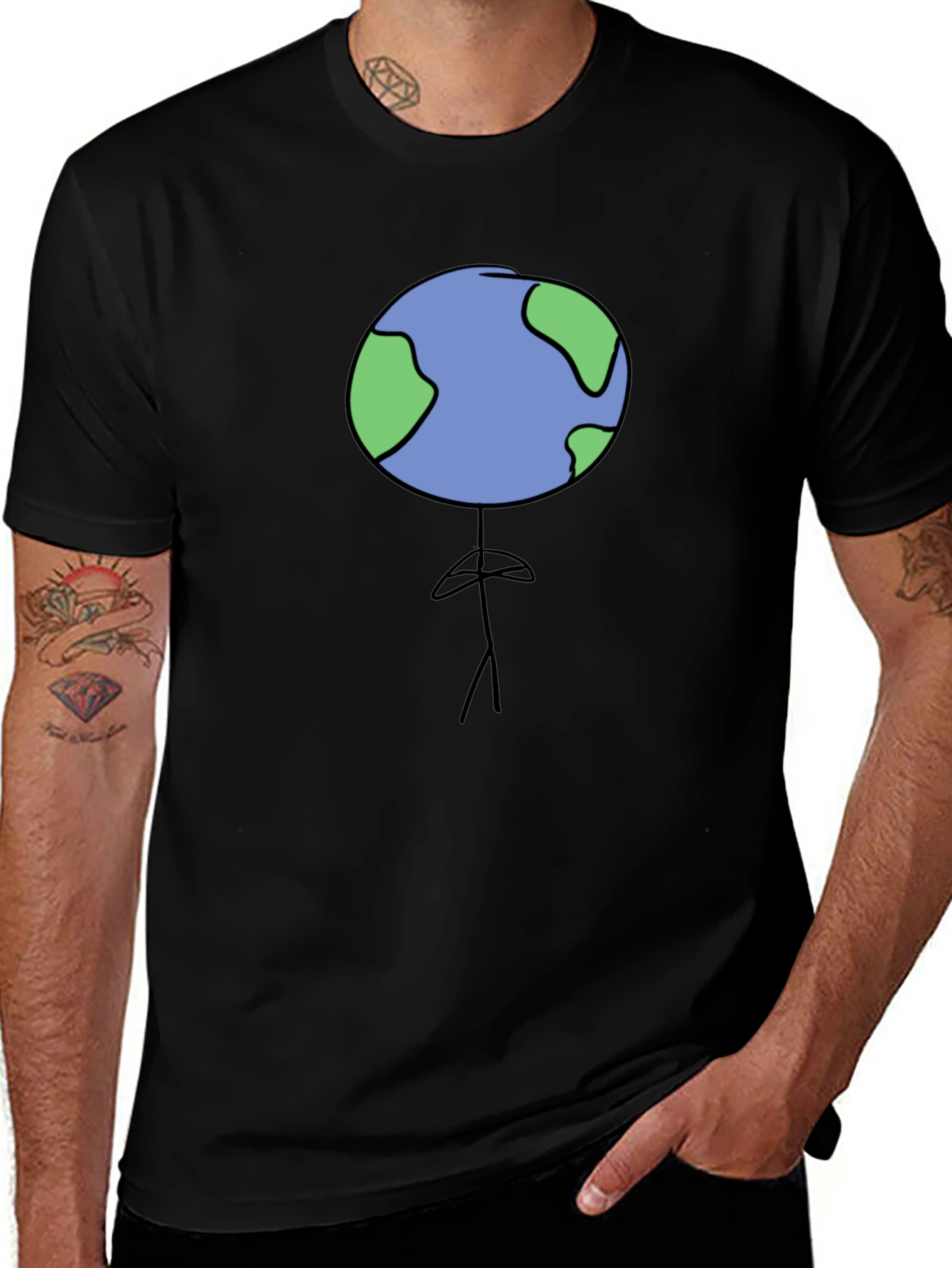 Earth Head Man Black T-Shirt