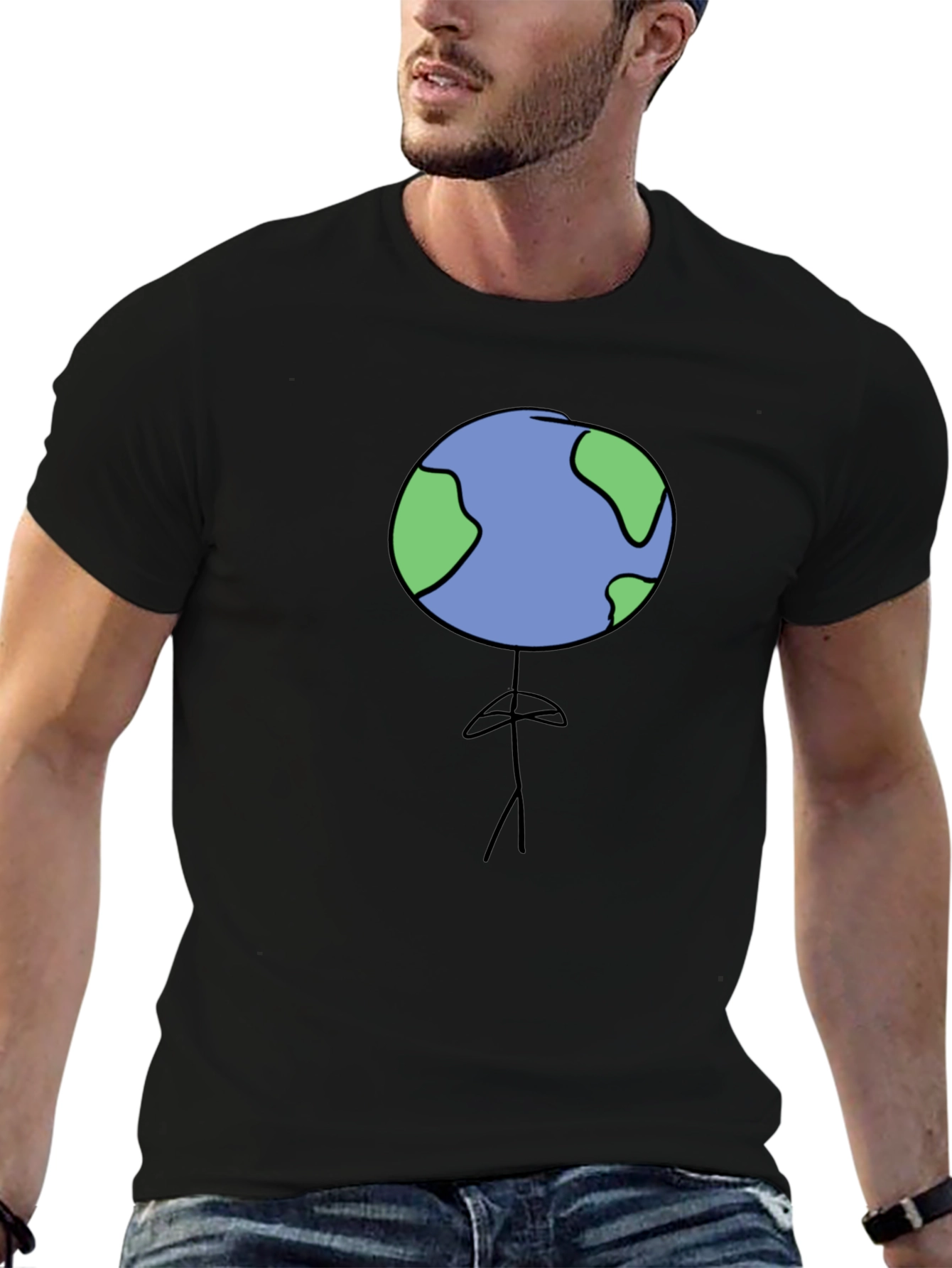 Earth Head Man Black T-Shirt