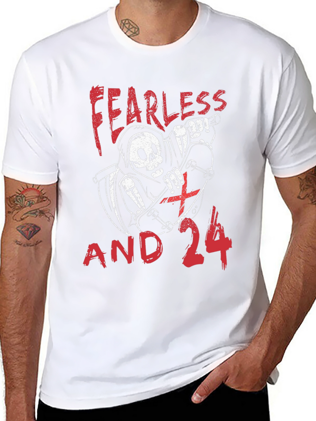 Fearless and 24 Grim Reaper Skateboarder Graphic Tee