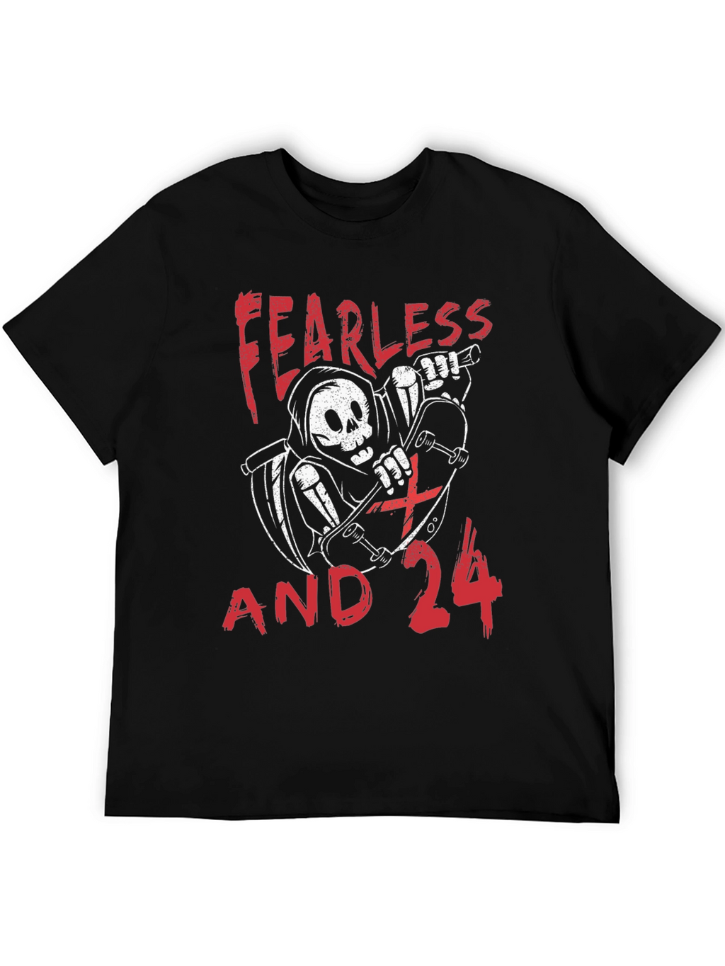 Fearless and 24 Grim Reaper Skateboarder Graphic Tee