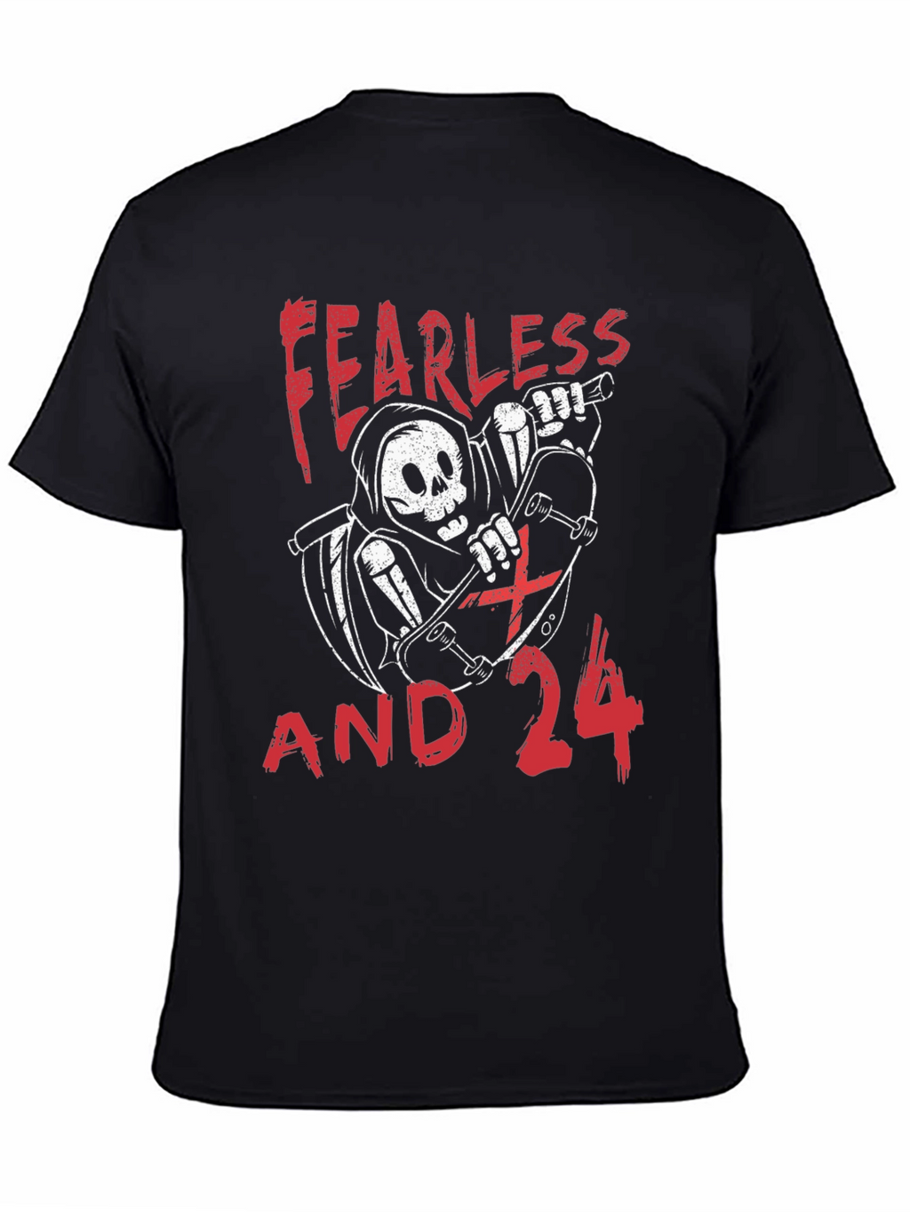 Fearless and 24 Grim Reaper Skateboarder Graphic Tee