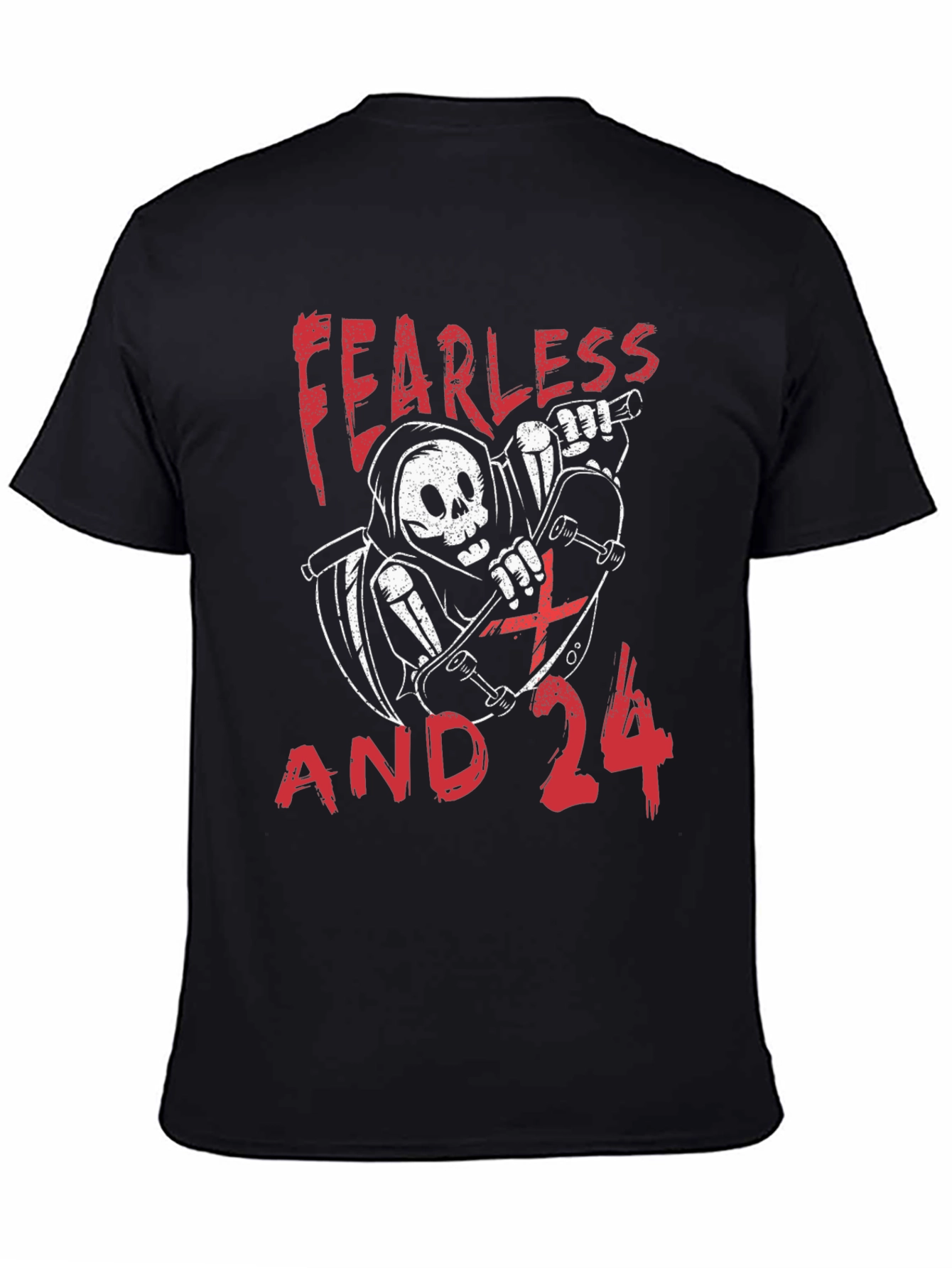 Fearless and 24 Grim Reaper Skateboarder Graphic Tee