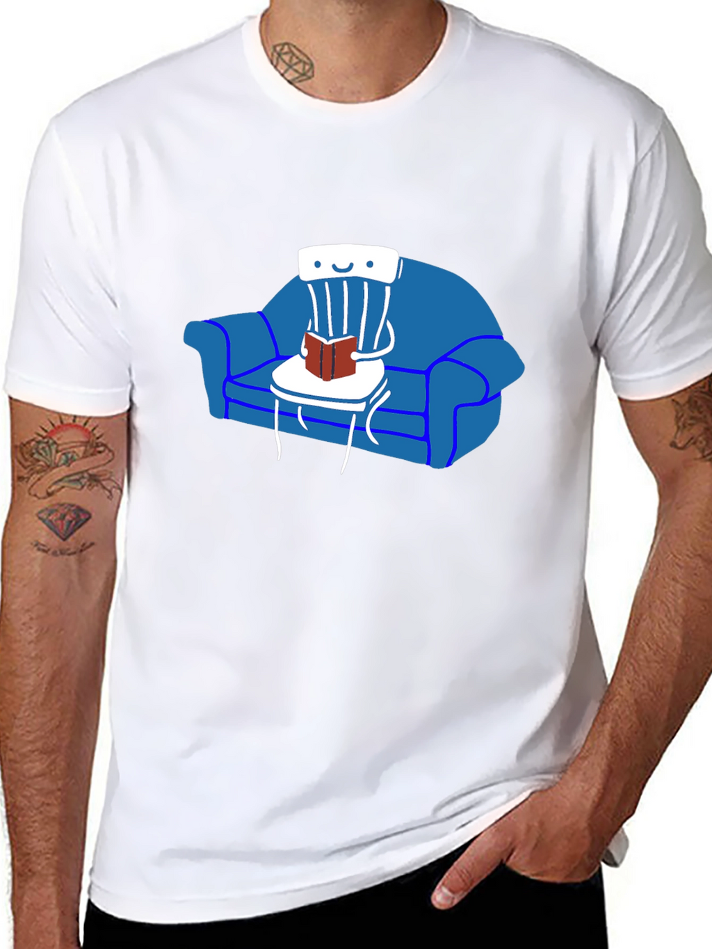 Chair Reading on Sofa T-Shirt - Unique Graphic Tee