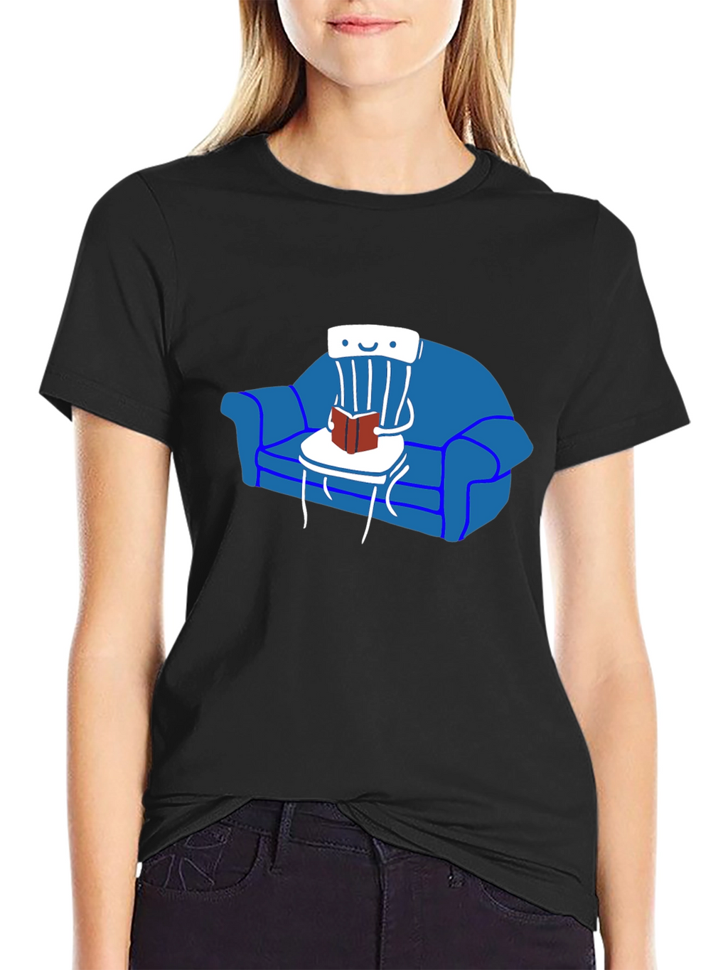 Chair Reading on Sofa T-Shirt - Unique Graphic Tee