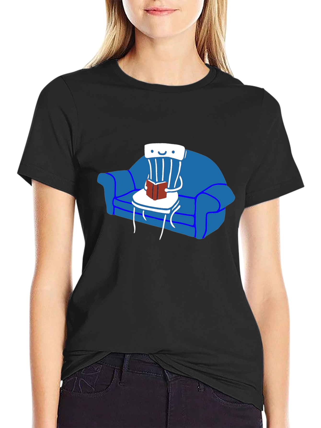 Chair Reading on Sofa T-Shirt - Unique Graphic Tee