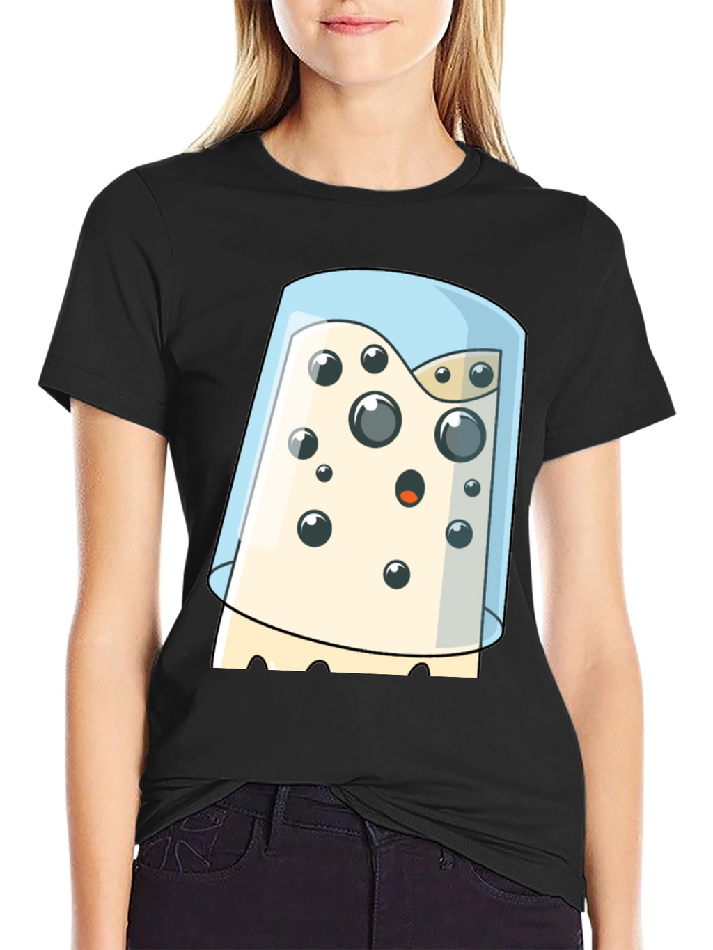 Cartoon Cheese Under Glass Graphic T-Shirt