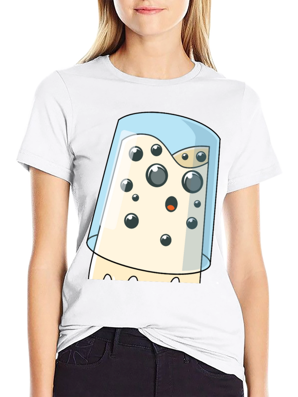 Cartoon Cheese Under Glass Graphic T-Shirt