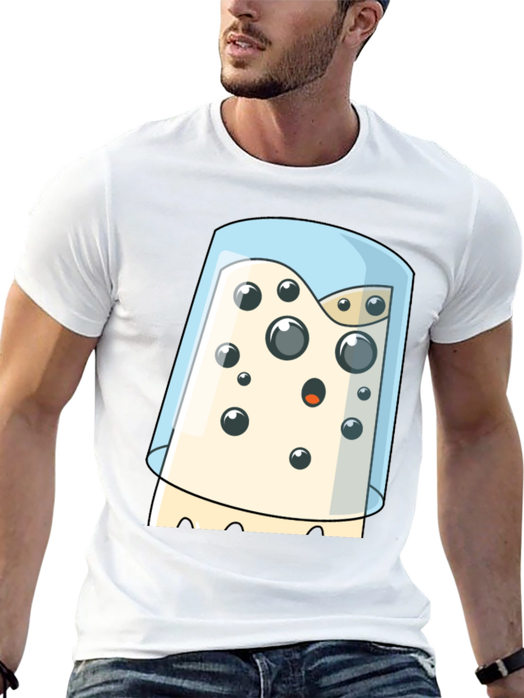 Cartoon Cheese Under Glass Graphic T-Shirt