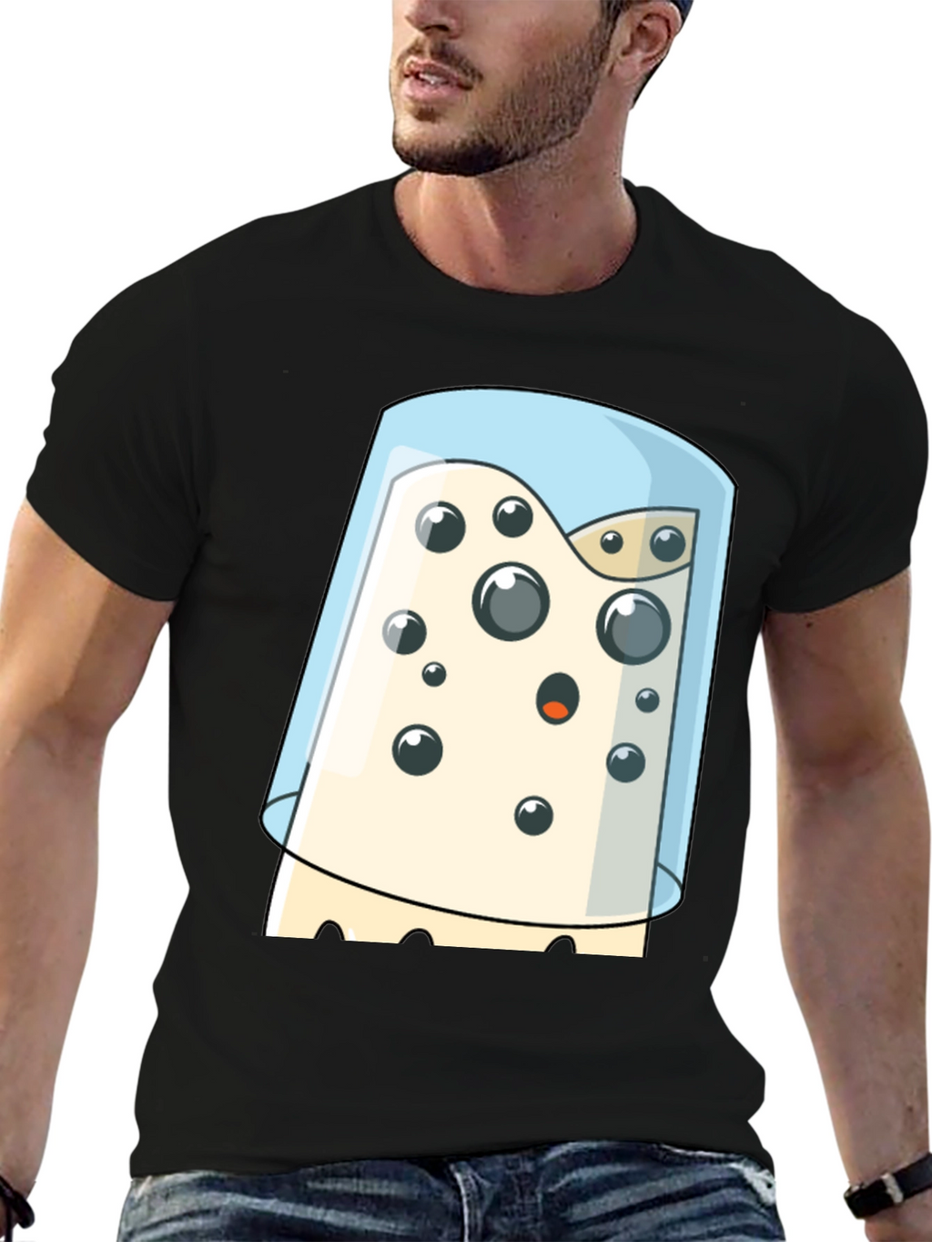 Cartoon Cheese Under Glass Graphic T-Shirt