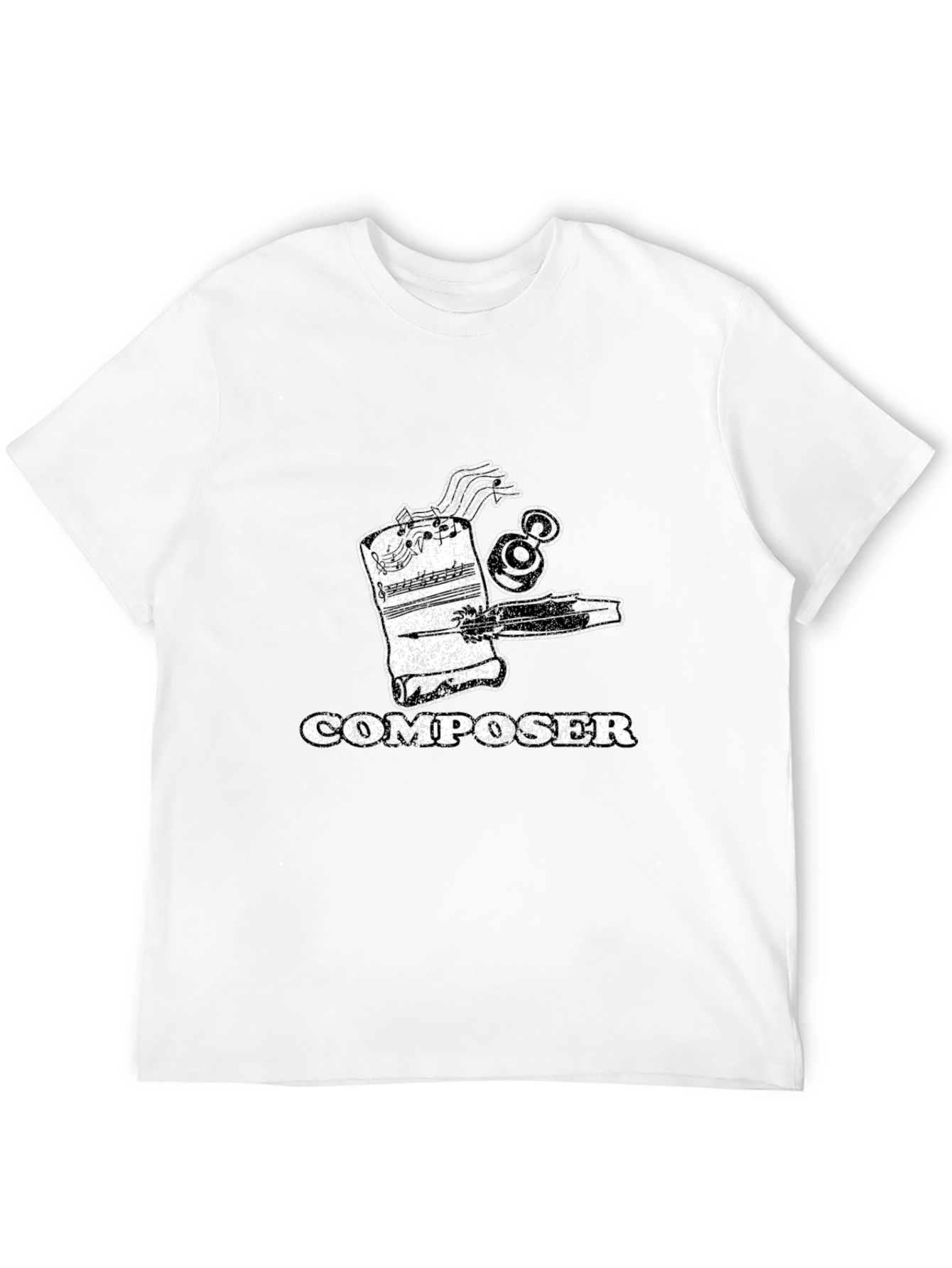 Composer Music Notes Graphic Print Mens T-Shirt