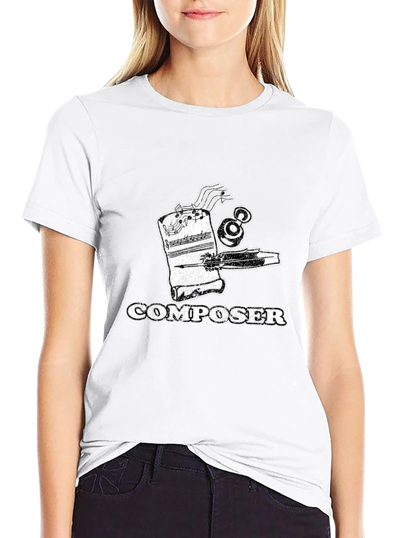 Composer Music Notes Graphic Print Mens T-Shirt