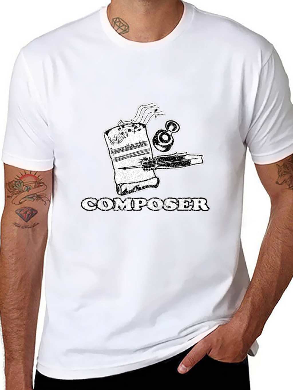 Composer Music Notes Graphic Print Mens T-Shirt