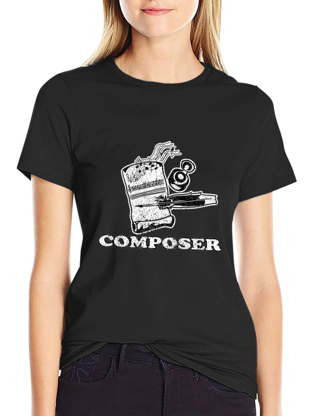 Composer Music Notes Graphic Print Mens T-Shirt