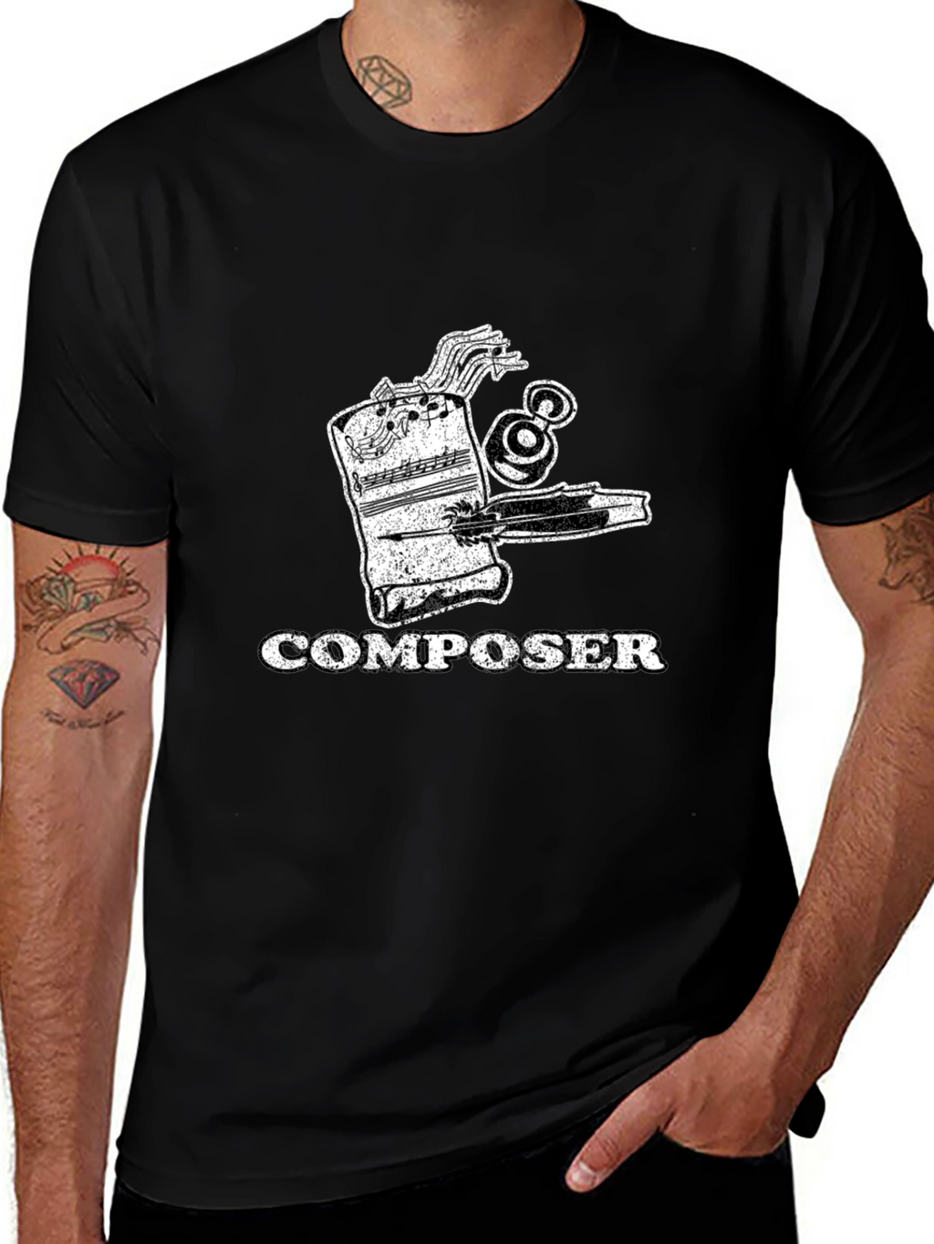 Composer Music Notes Graphic Print Mens T-Shirt